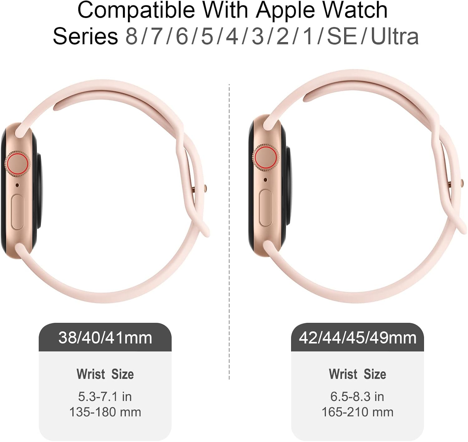 Thumbnail 5 de Adepoy 2-pack soft silicone sport straps for Apple Watch (38–49mm, multiple colours)