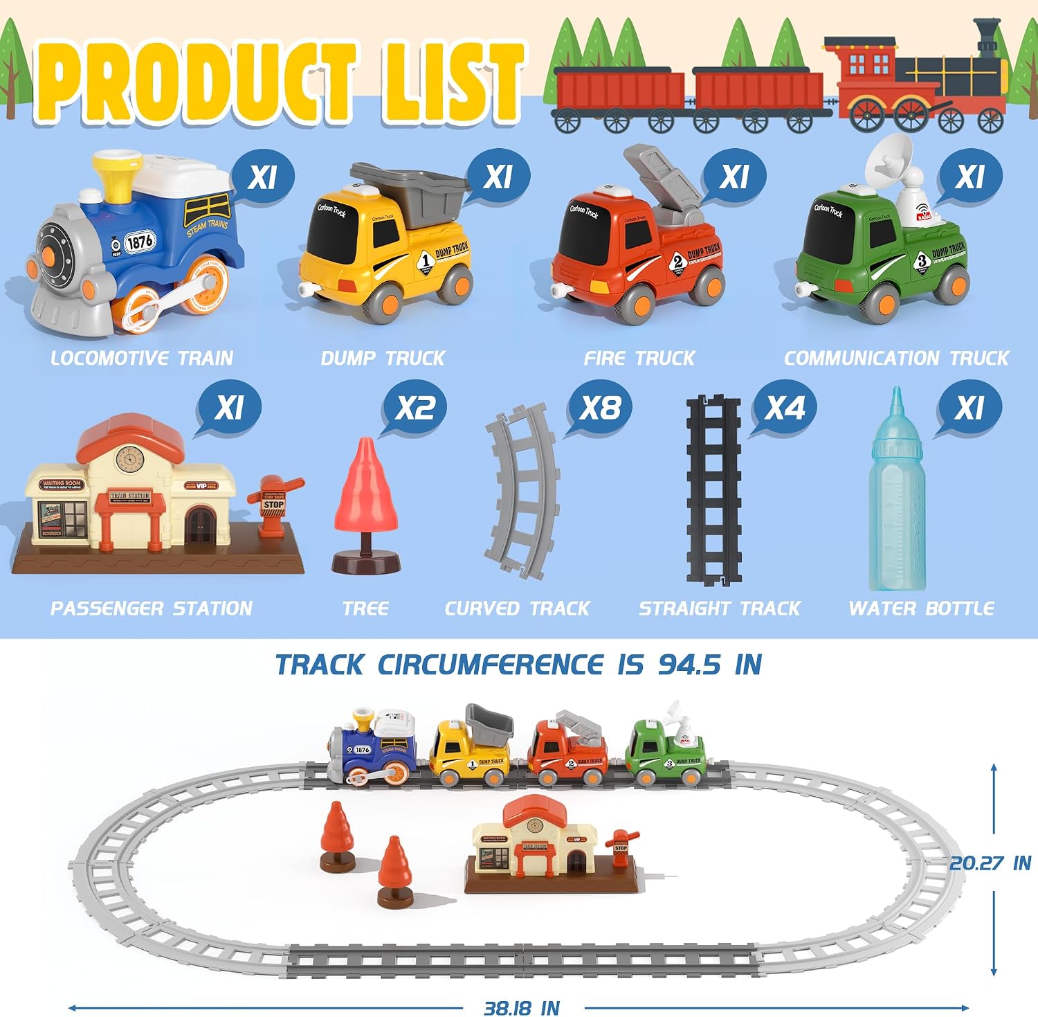 Detalle 2 de MORECOLL Steam Train Set for Toddlers