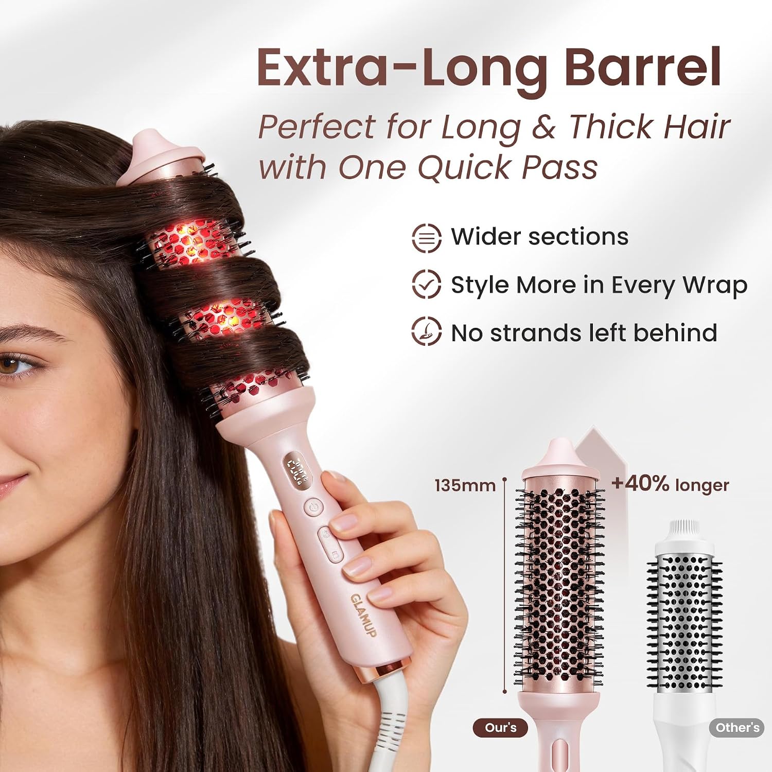 Thumbnail 2 de GLAMUP Beauty Real Infrared Thermal Brush 45mm: Gentle heat, soft waves and shine