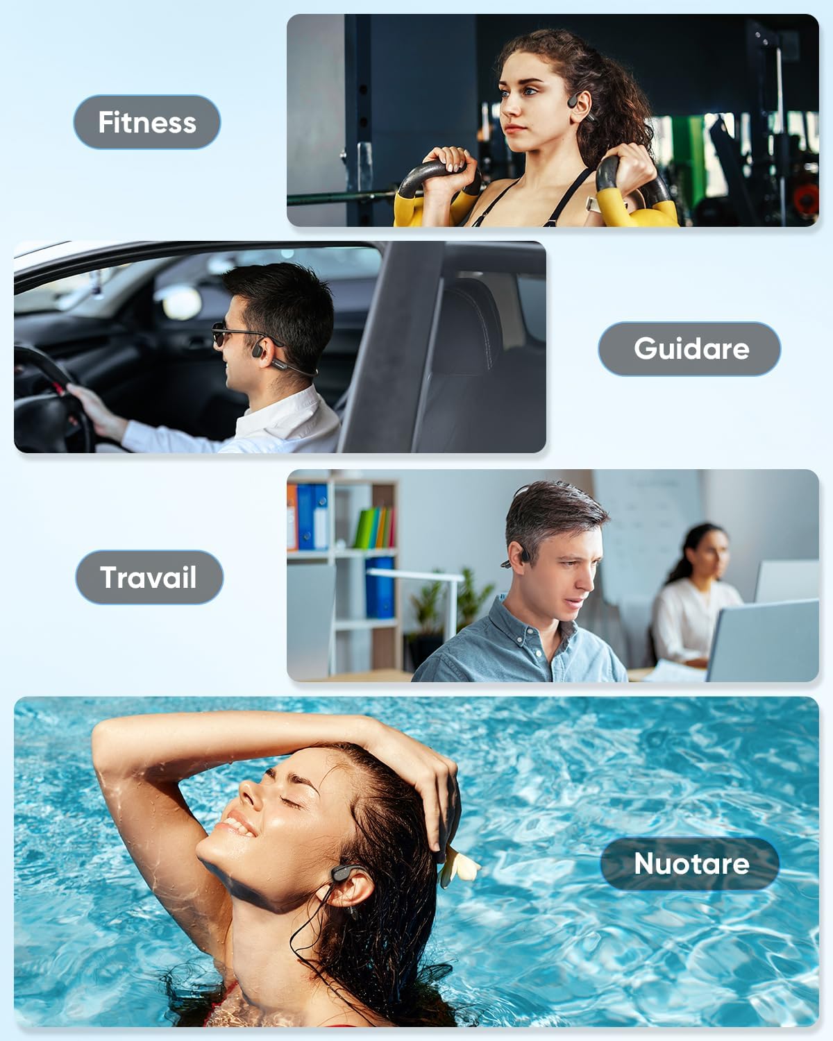 Thumbnail 4 de CERMENK Casque de conduction osseuse pour natation – 32 Go, IP68, Bluetooth 5.4