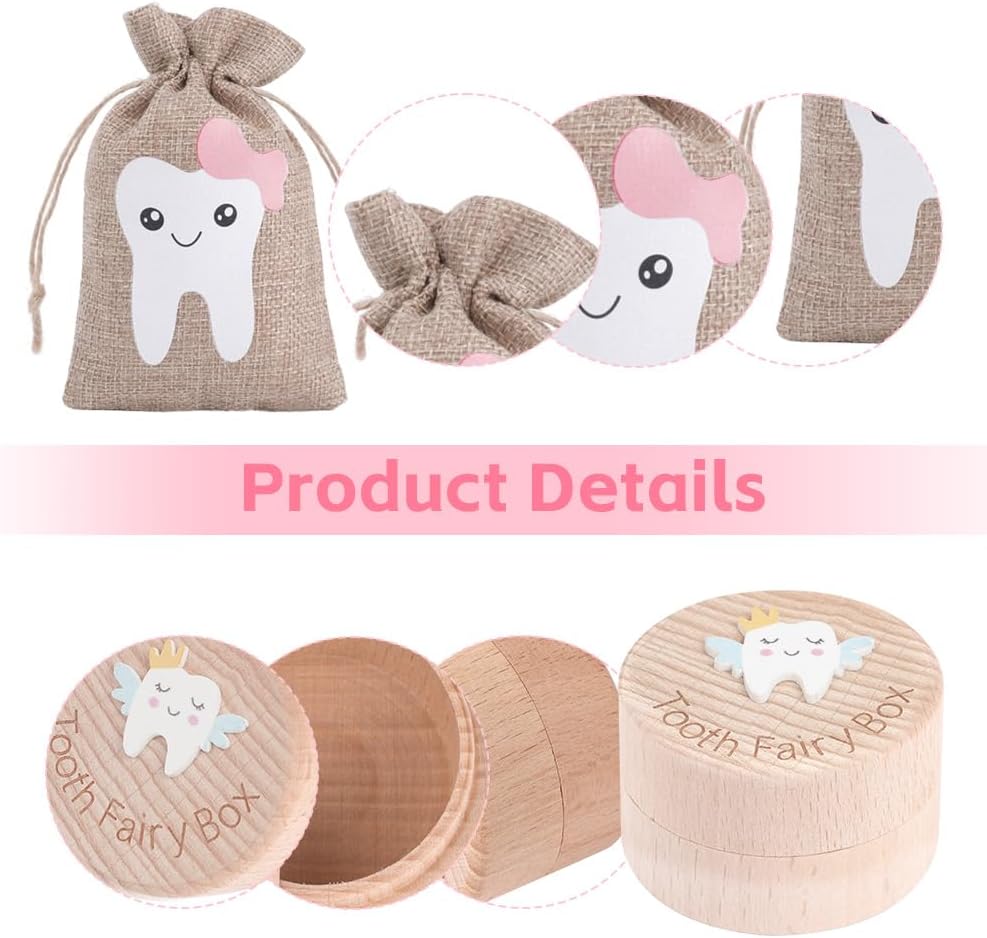 Thumbnail 2 de HOTUT Wooden Milk Tooth Box with 3D Carved Tooth Lid