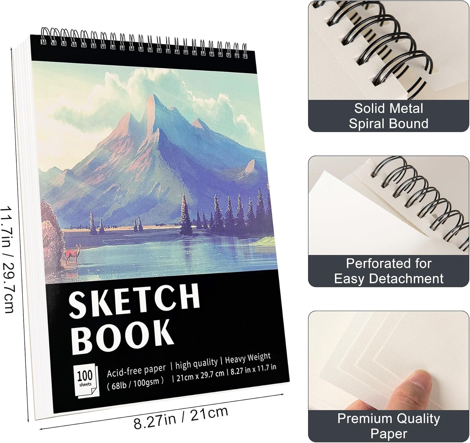 Thumbnail 1 de KINSPORY Album da Disegno A4 100 fogli, carta schizzo 🎨