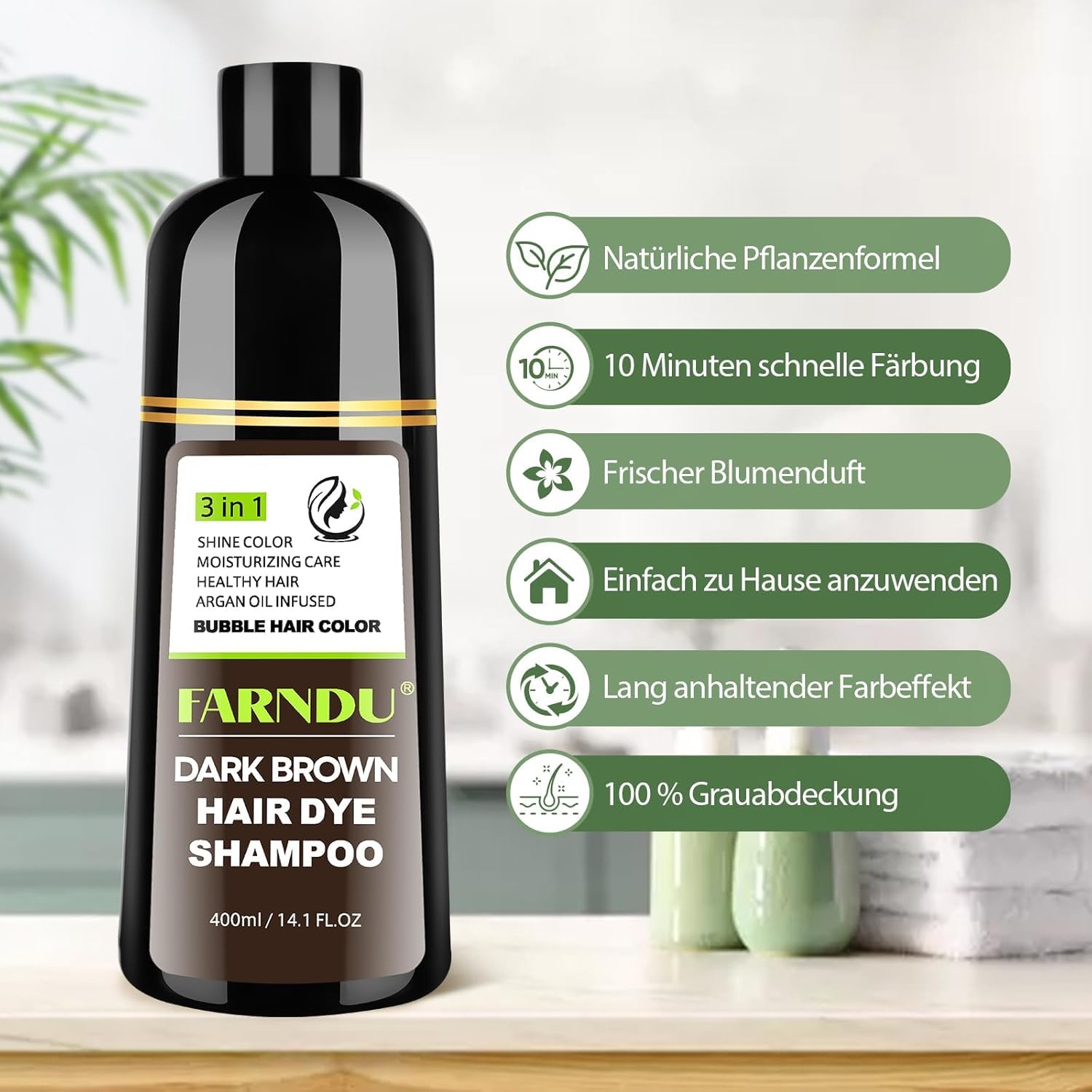 Thumbnail 3 de Haarfarbe Dunkelbraun Haarfärbeshampoo (3-in-1) – deckt graue Haare ab, ohne Ammoniak & Parabene