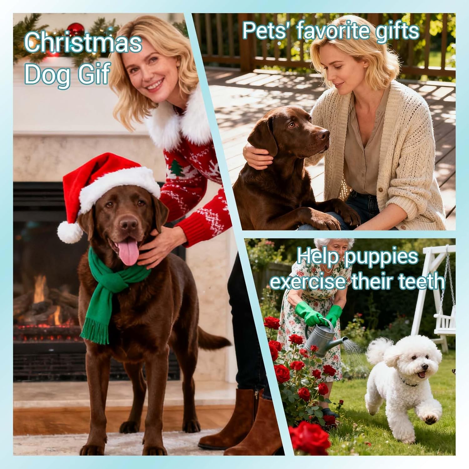 Thumbnail 4 de FSZMMJJ natural solid rubber dog chew ring toy (blue) for aggressive chewers