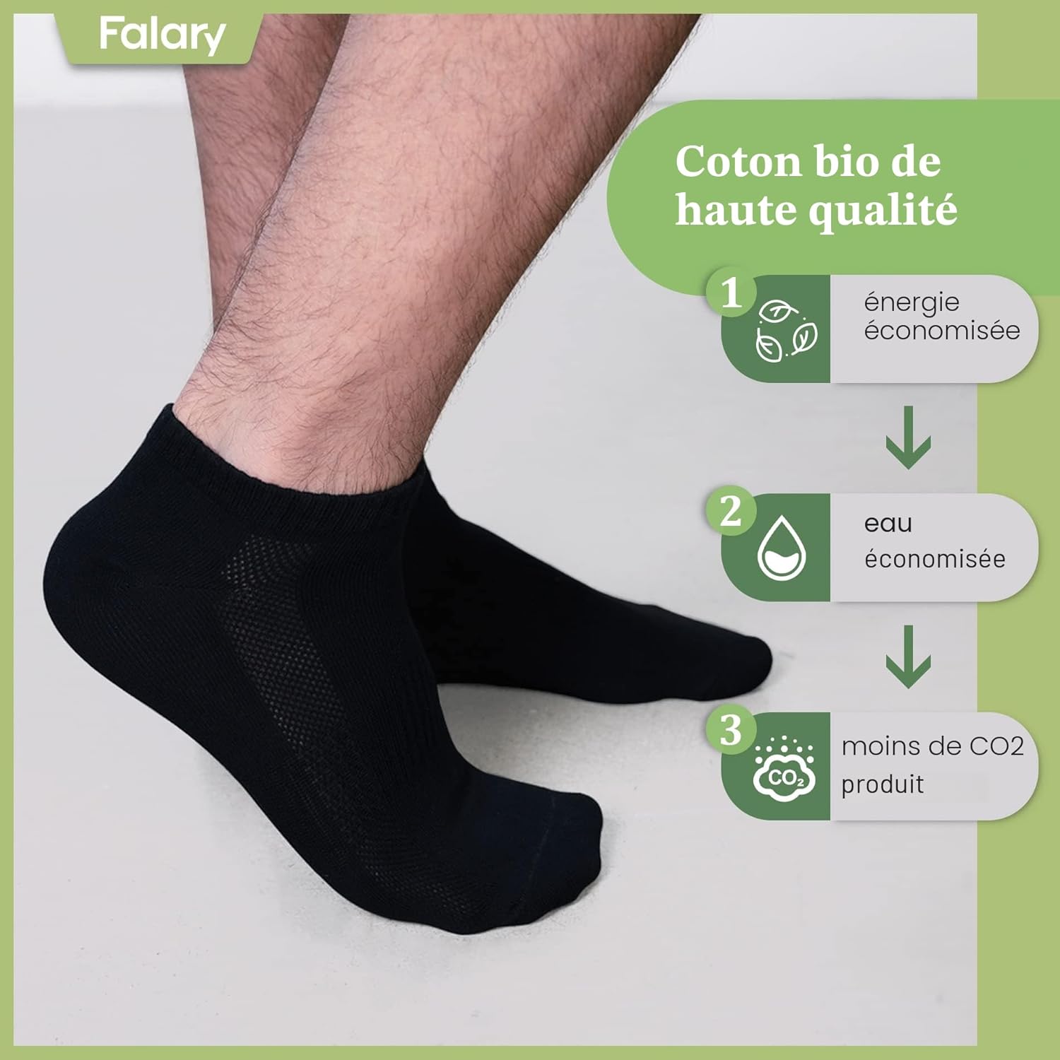 Detalle de FALARY Chaussettes Basses en Coton – 10 Paires Homme/Femme pour Sport