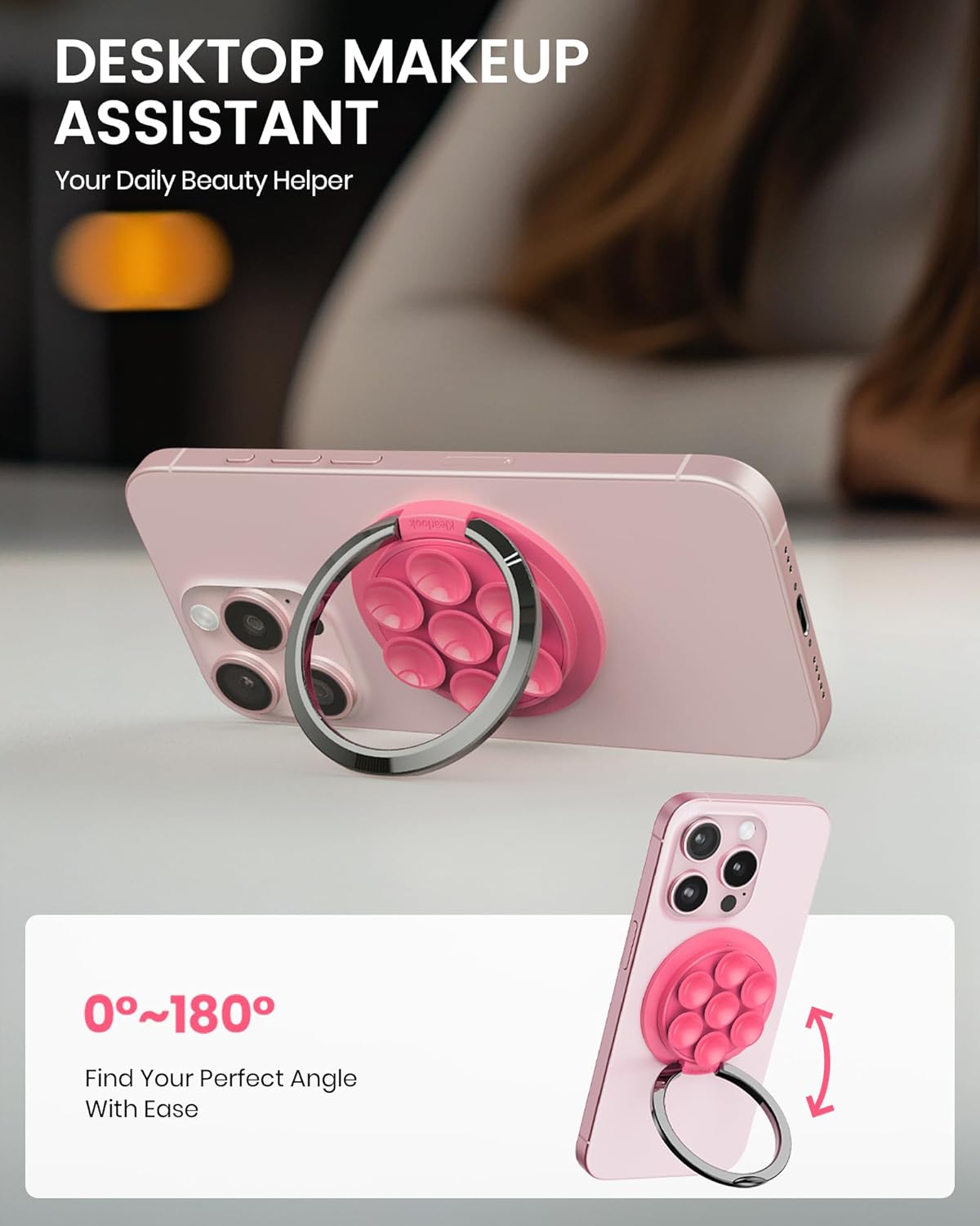 Thumbnail 4 de Magnetic Suction Phone Mount for MagSafe Case with Sticky Grip (Hot Pink)