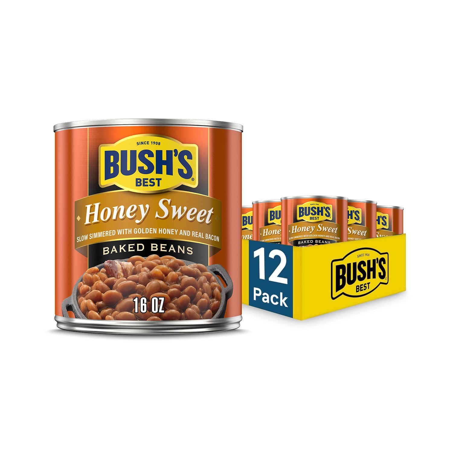 Detalle de Bush's Best 01983 Honey Sweet Baked Beans, 16 oz Cans, Pack of 12