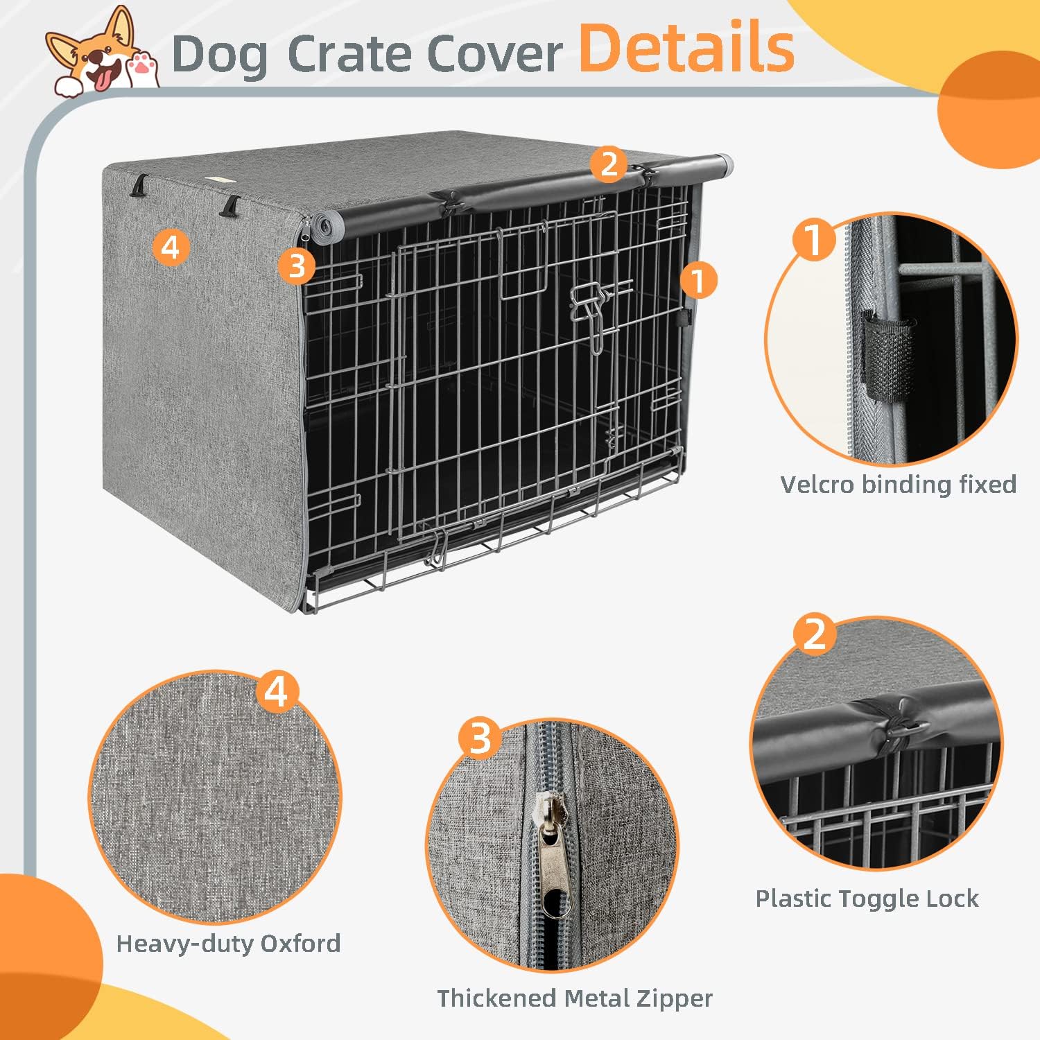 Detalle de Seiyierr Dog Crate Cover, 600D Polyester