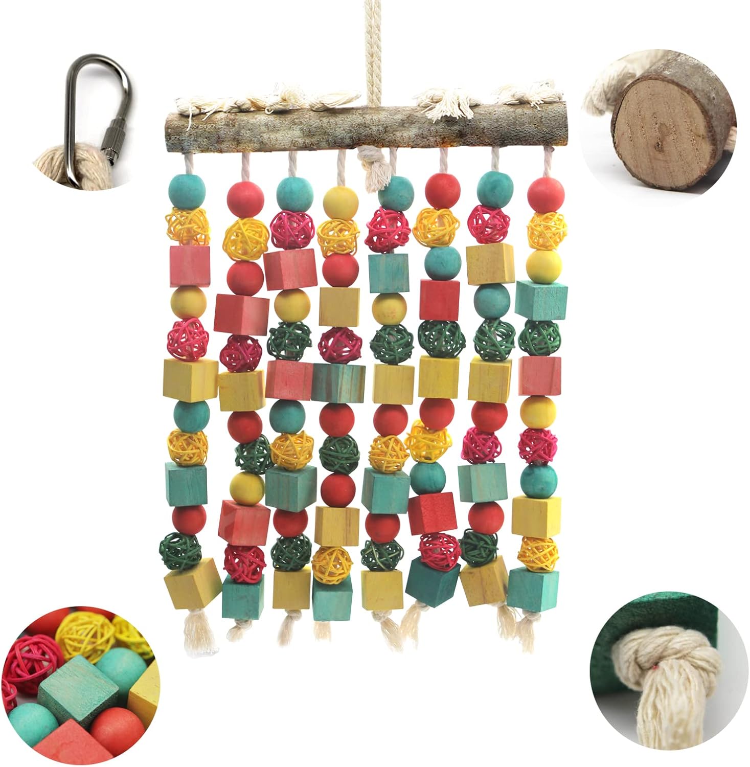 Thumbnail 6 de MQUPIN Large Parrot Toys: Natural Wooden Blocks for Large Parrots