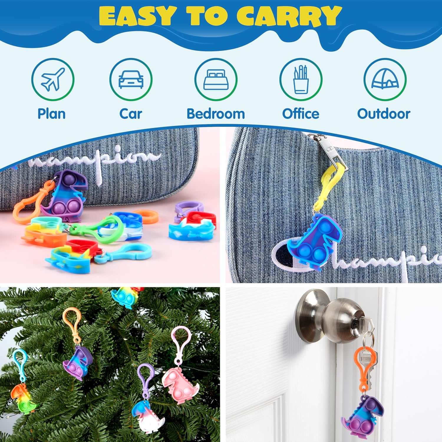 Thumbnail 4 de JOYIN 30 PCS Dinosaur Pop Keychains 1.57