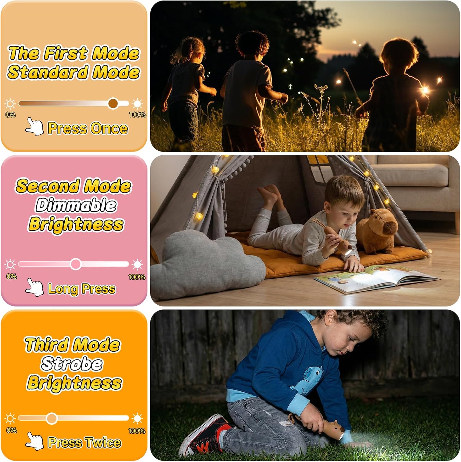 Thumbnail 3 de ZKLiLi Capibala Kid’s Rechargeable Flashlight (silicone, USB-C) for camping and outdoor exploring