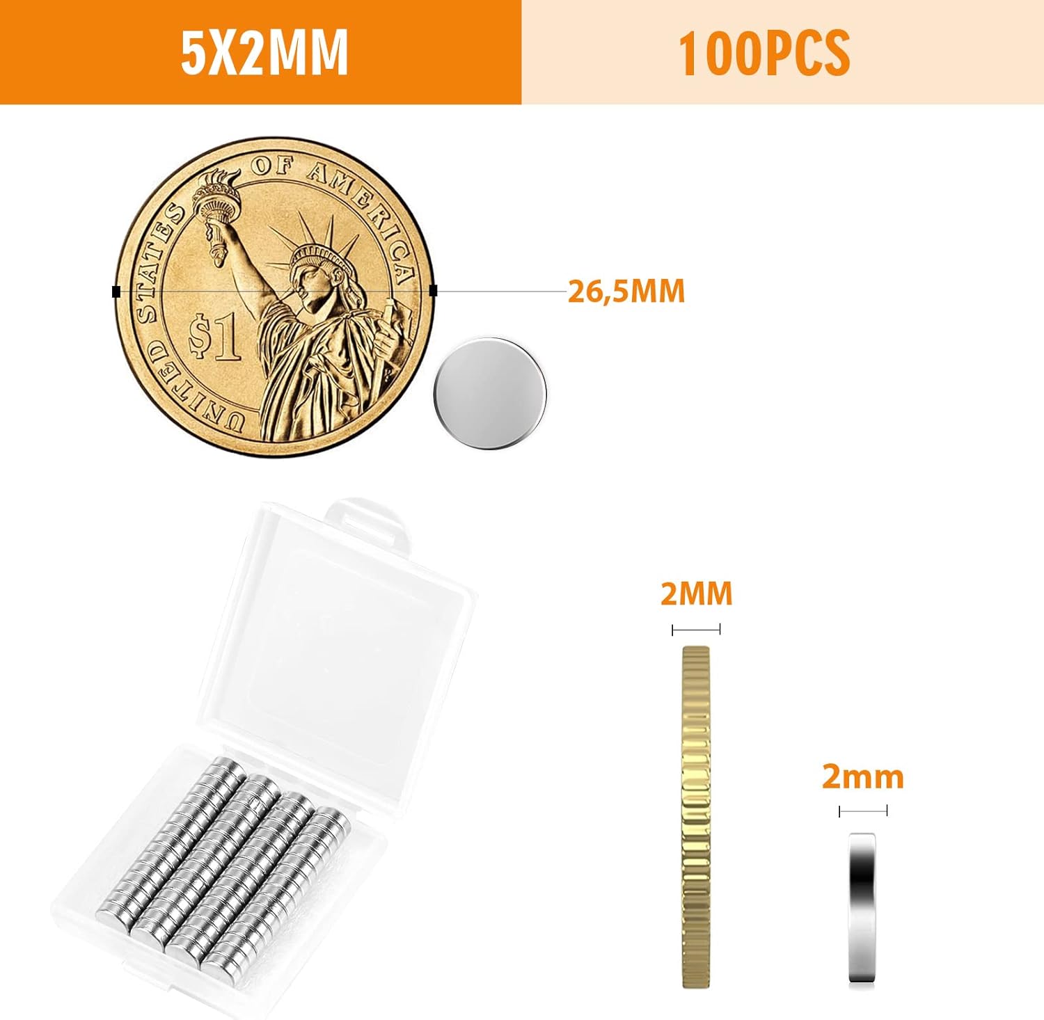 Thumbnail 3 de Wukong Round Strong Magnets 5mm × 2mm, 100 pack 🧲