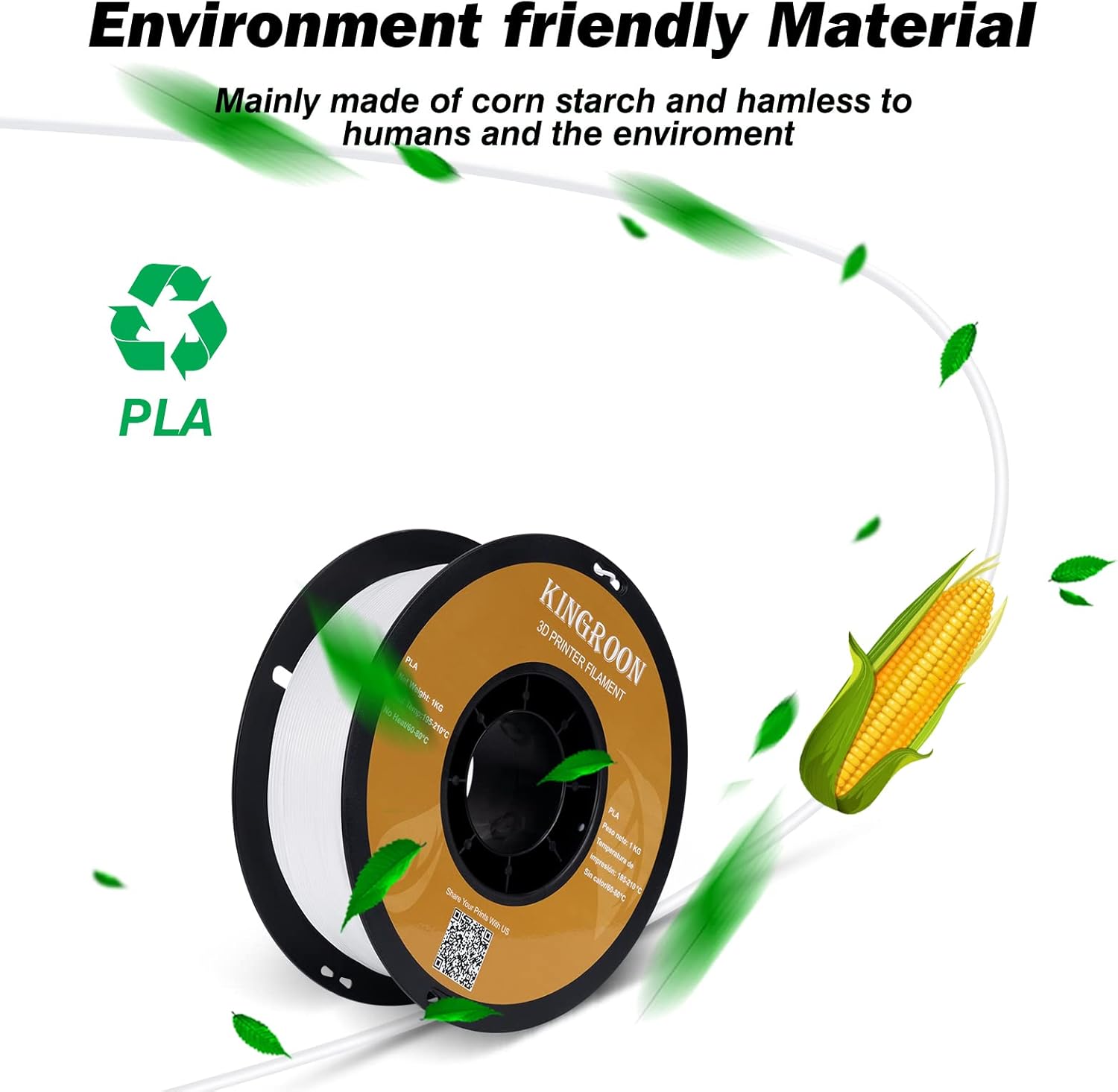 Detalle de Kingroon PLA Filament Bundle 1.75mm (10KG) – Multicolour PLA for 3D Printers