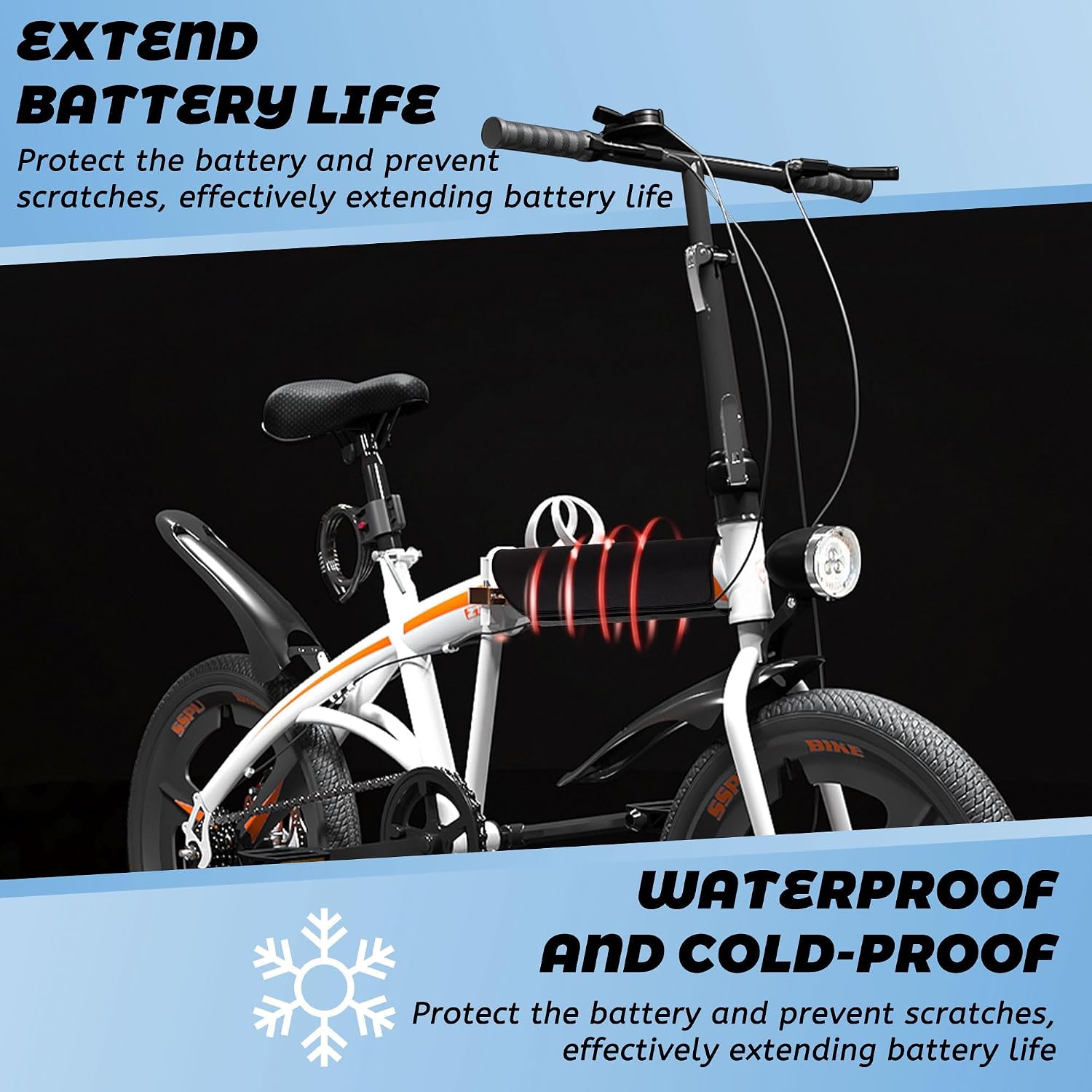 Detalle 2 de WUFANC Housse batterie vélo électrique adaptée 30–40 cm