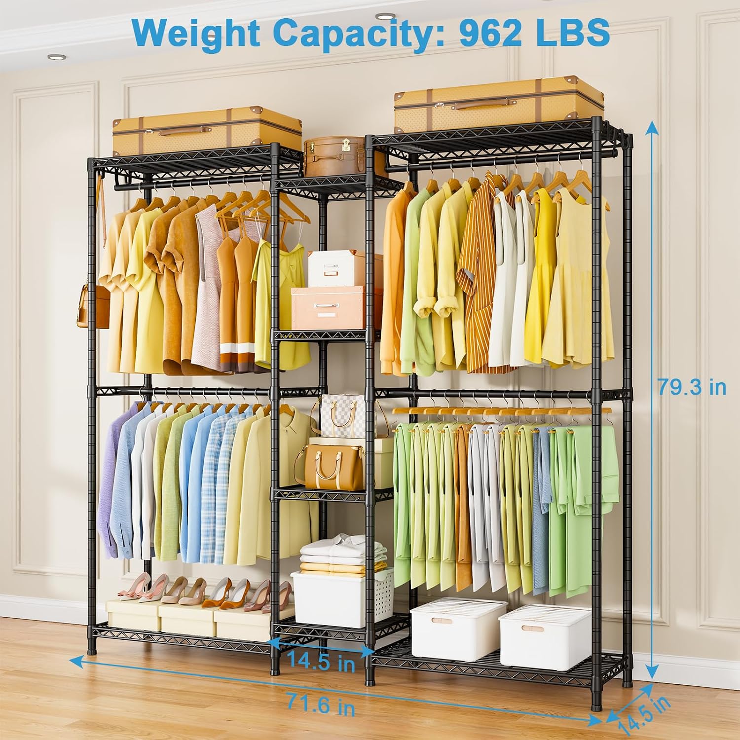 Thumbnail 5 de Ulif E4 UHK0103B Garment Rack with Adjustable Shelves and 4 Hanging Rods