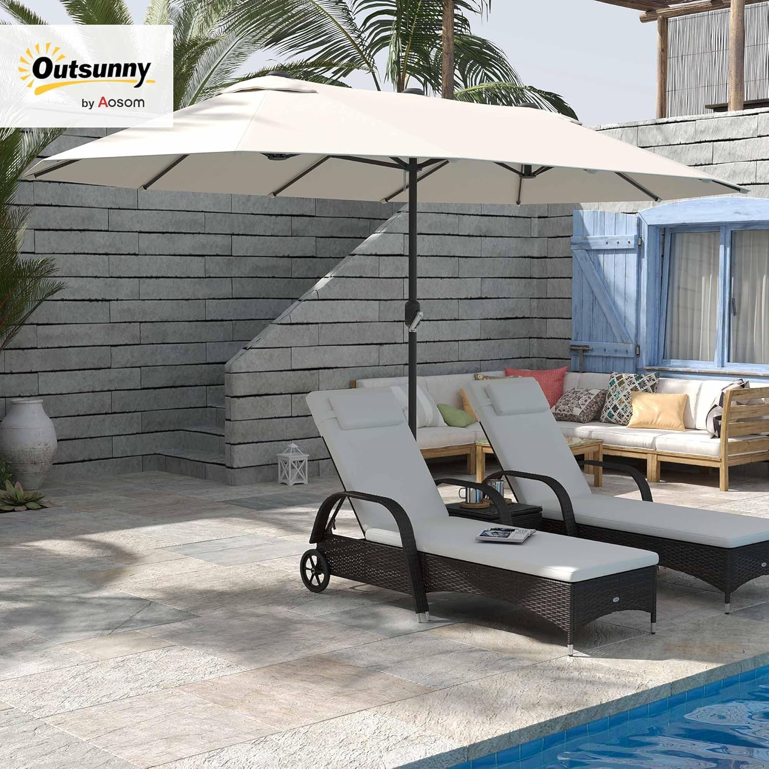 Thumbnail 1 de Outsunny Sombrilla Parasol Doble 4,55 m