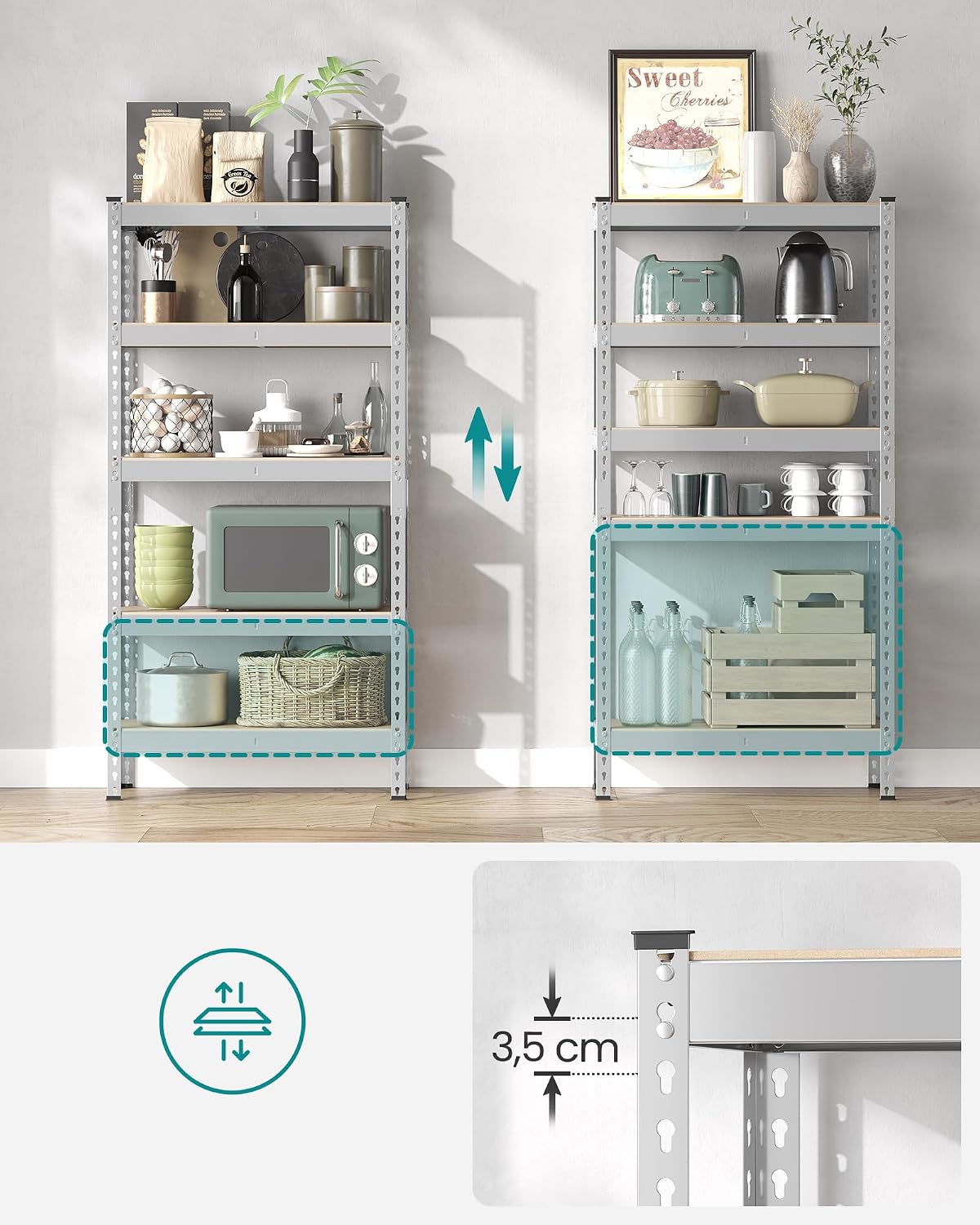 Detalle 1 de SONGMICS GLR300EZ03 förvaringshylla med 5 hyllplan, silver