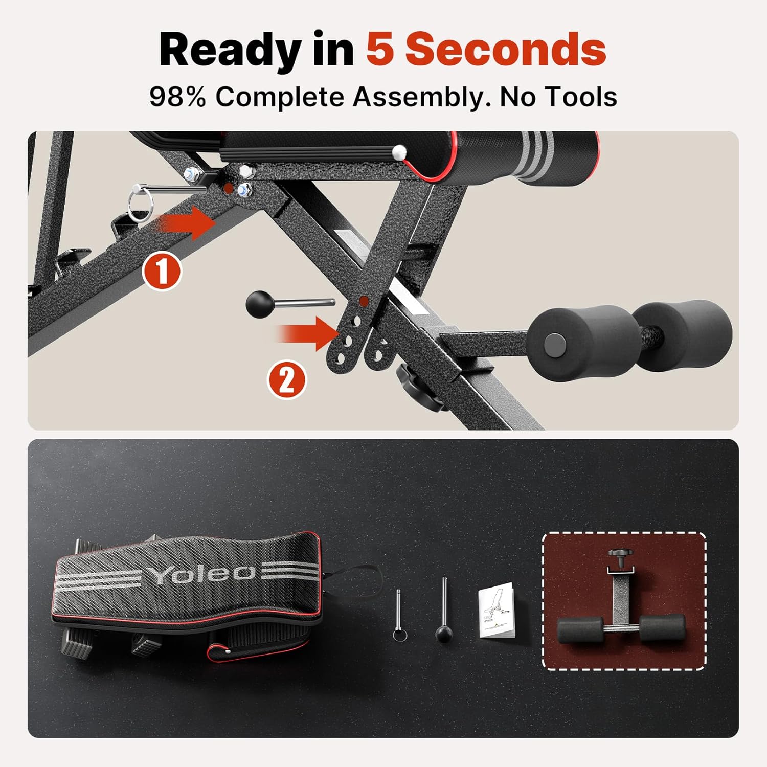 Thumbnail 2 de Yoleo Adjustable Weight Bench 23.1 lb 🏋️♀