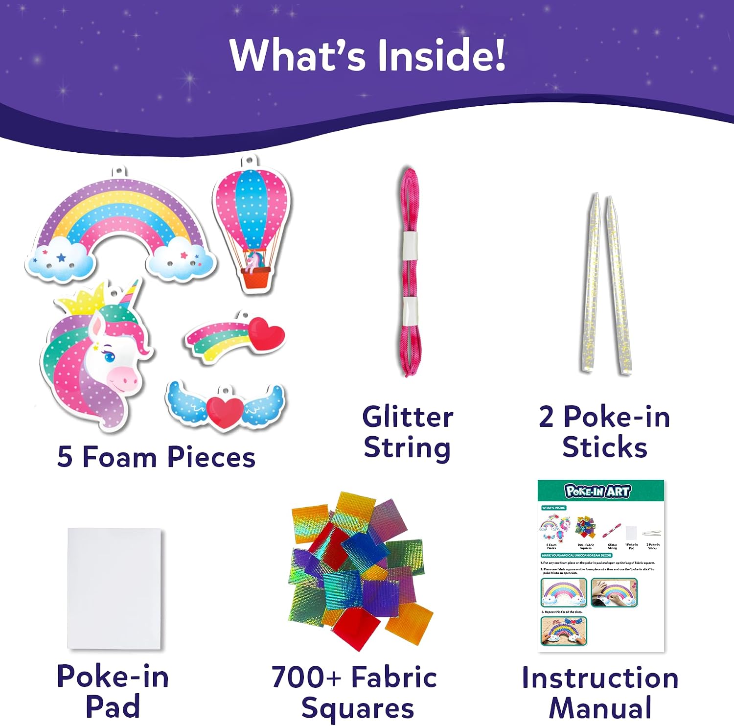 Detalle de Skillmatics Poke-in Art Magical Unicorn Dream Decor DIY sewing craft kit (mess-free) for ages 4–9