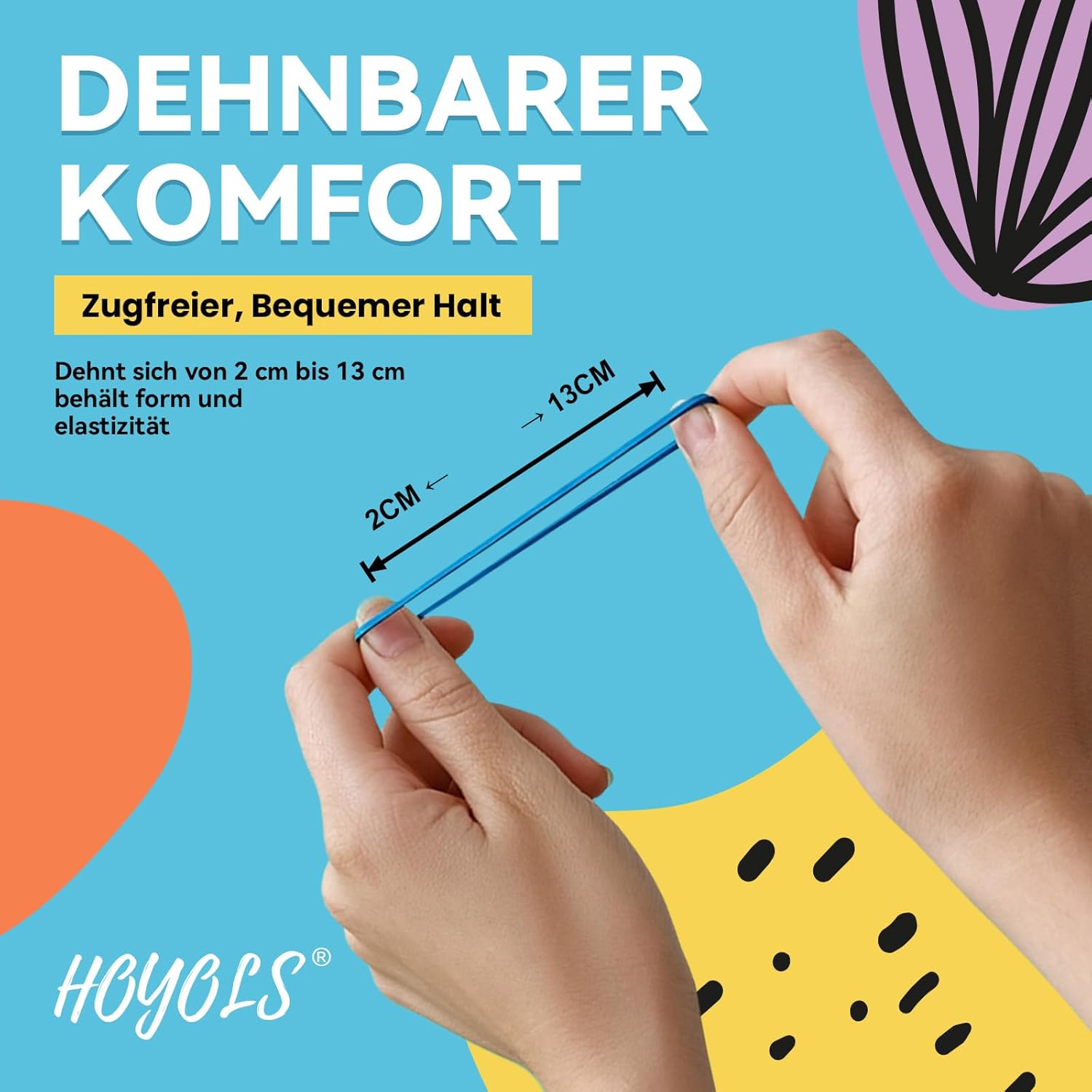 Detalle de HOYOLS Elastische Haargummis – 1500 Stück Packung, farbenfroh, 30 mm x 2 mm, TPU