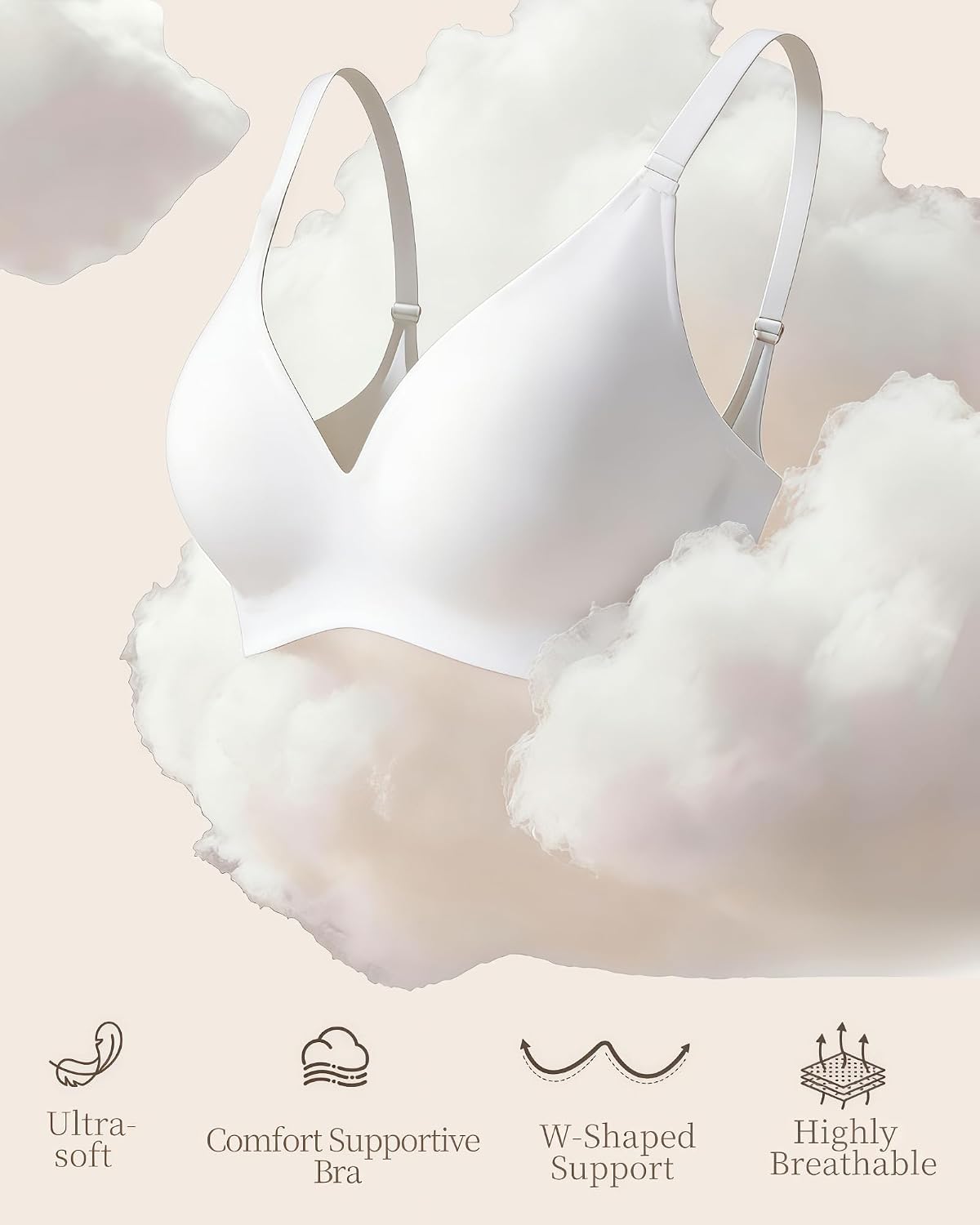 Detalle de Curlady Wireless Seamless Push Up Jelly Bra for Women – Full Coverage, No Underwire