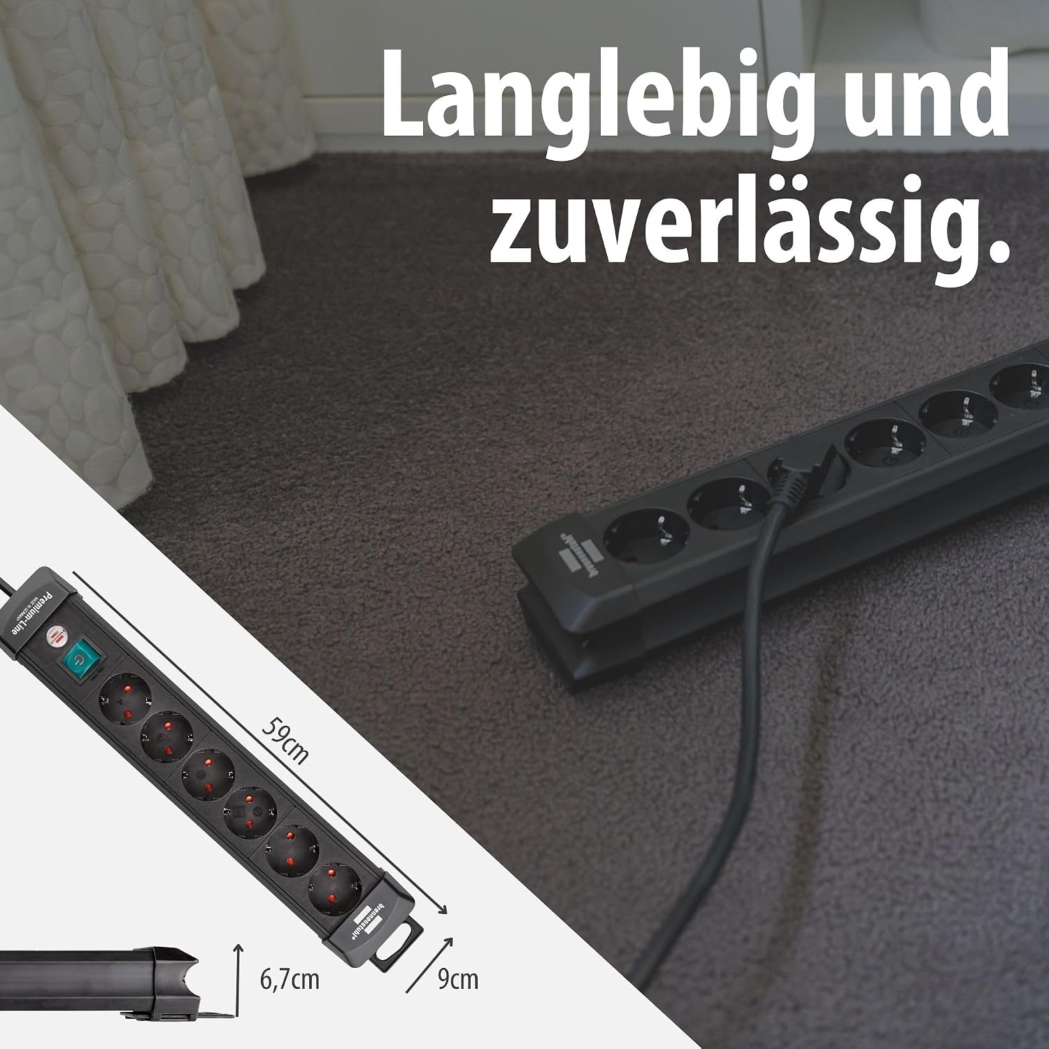 Thumbnail 6 de Brennenstuhl Premium-Line 10-Fach Steckdosenleiste, 3 m – robust, fahrbar und sicher