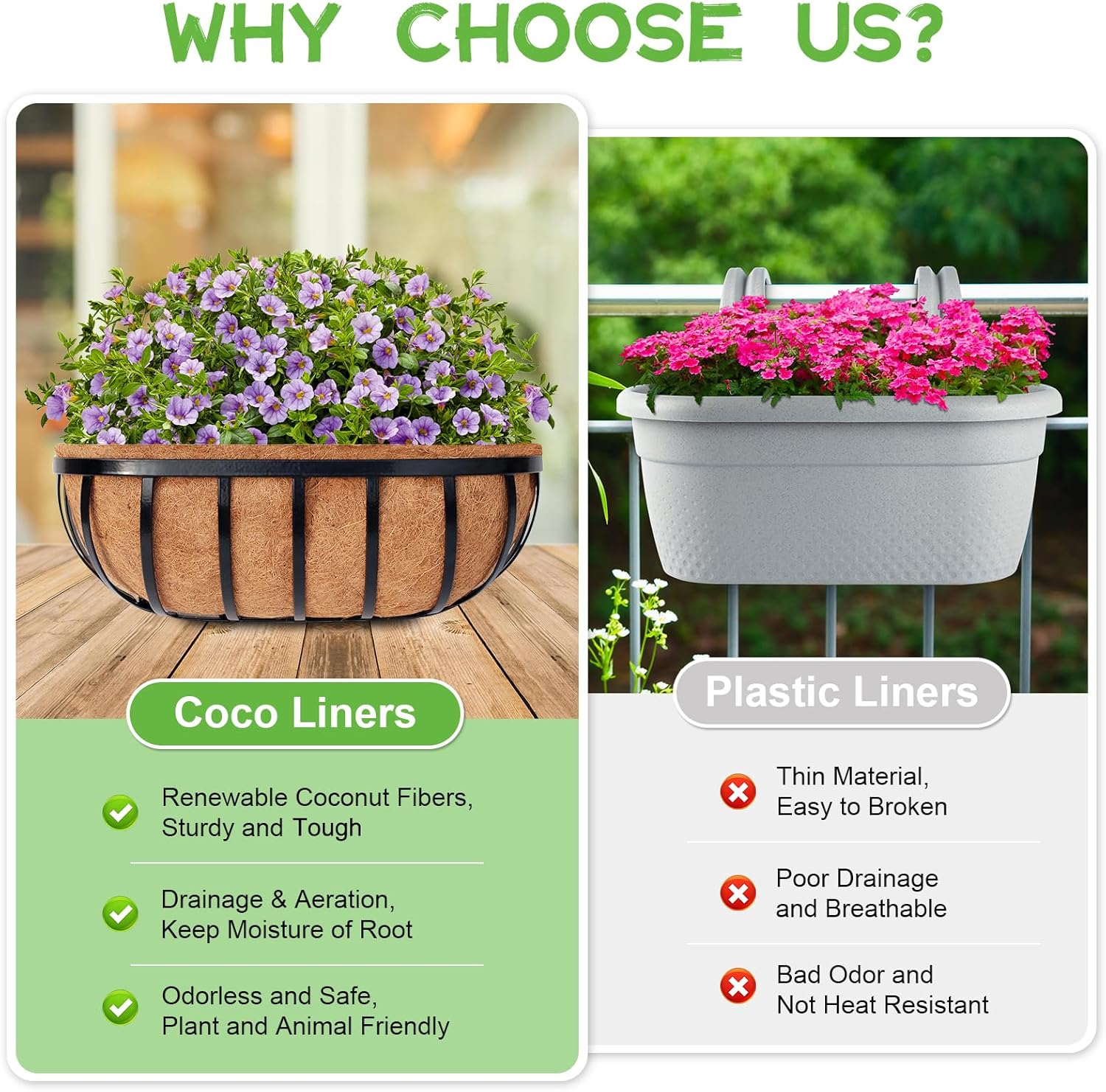 Thumbnail 4 de Riare 4Pcs Trough Coco Coir Liners 30Inch – Natural Coco Fibre Pot Liners (4-Pack)