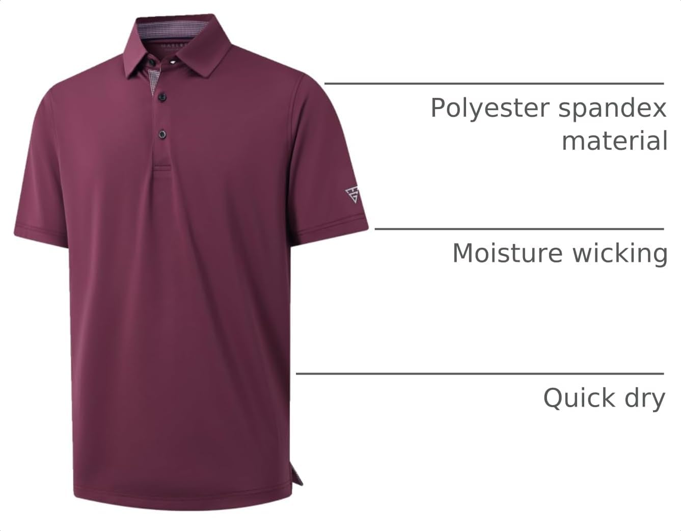 Detalle 2 de Men’s Short & Long Sleeve Performance Polo Shirts (Dry Fit, Solid Colors, UPF30+)