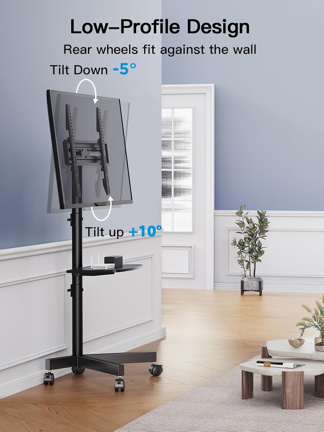 Thumbnail 2 de PERLESMITH PSTVMC04 Rolling TV Stand on Wheels (23–60 Inch) for Flat/Curved Screens