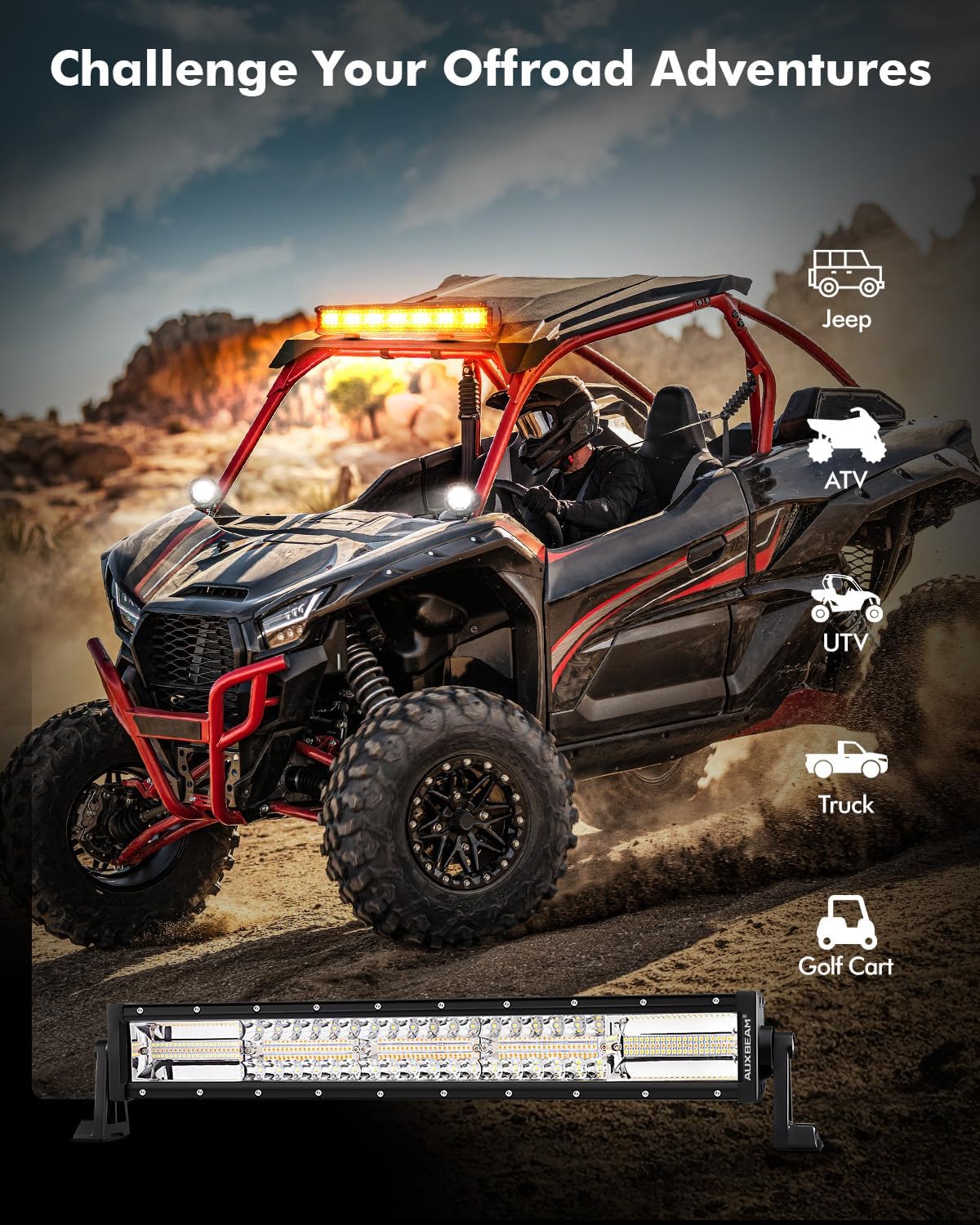 Thumbnail 5 de Auxbeam 22-Inch Amber/White LED Light Bar with 6 Modes