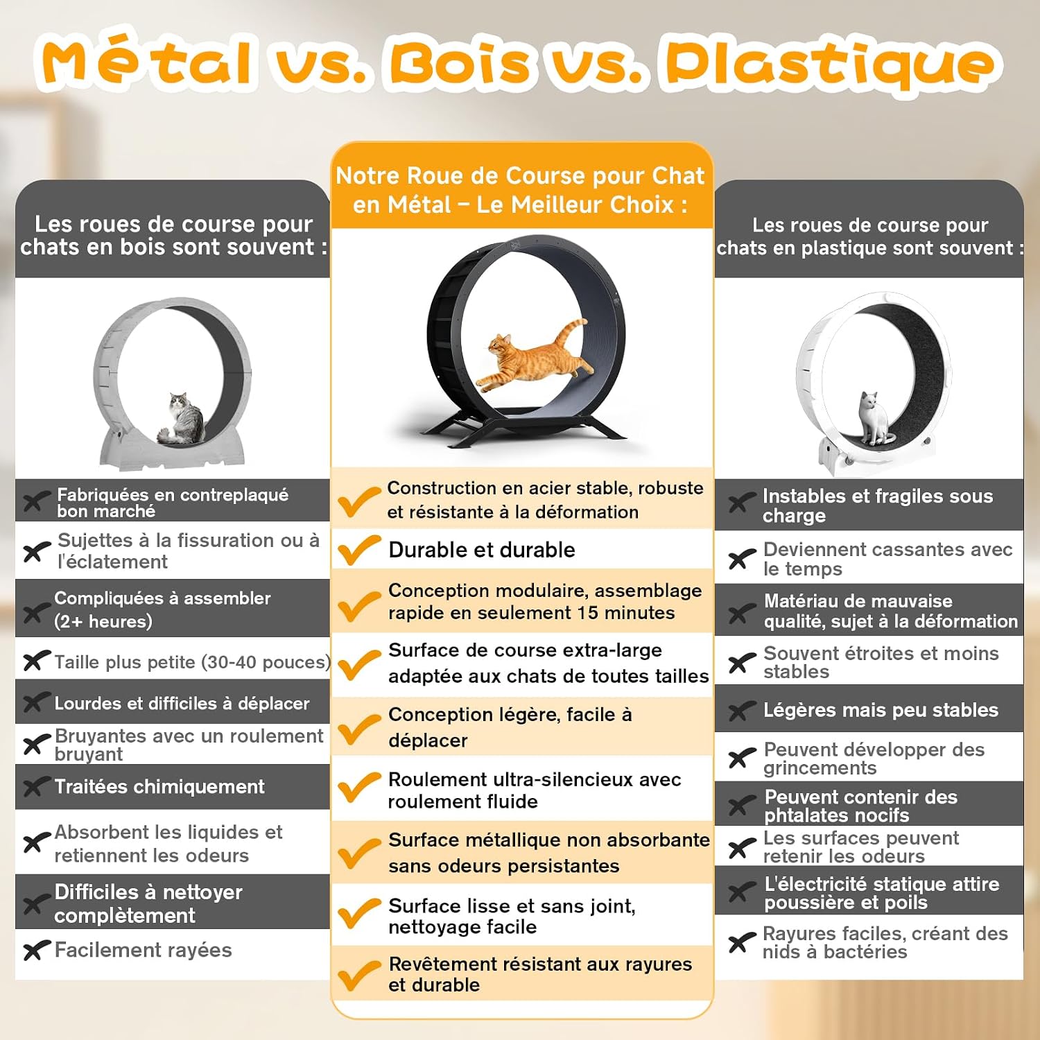 Detalle de GTPLAYER Roue pour Chat XL 100 cm – Roue d'exercice silencieuse avec tapis amovible