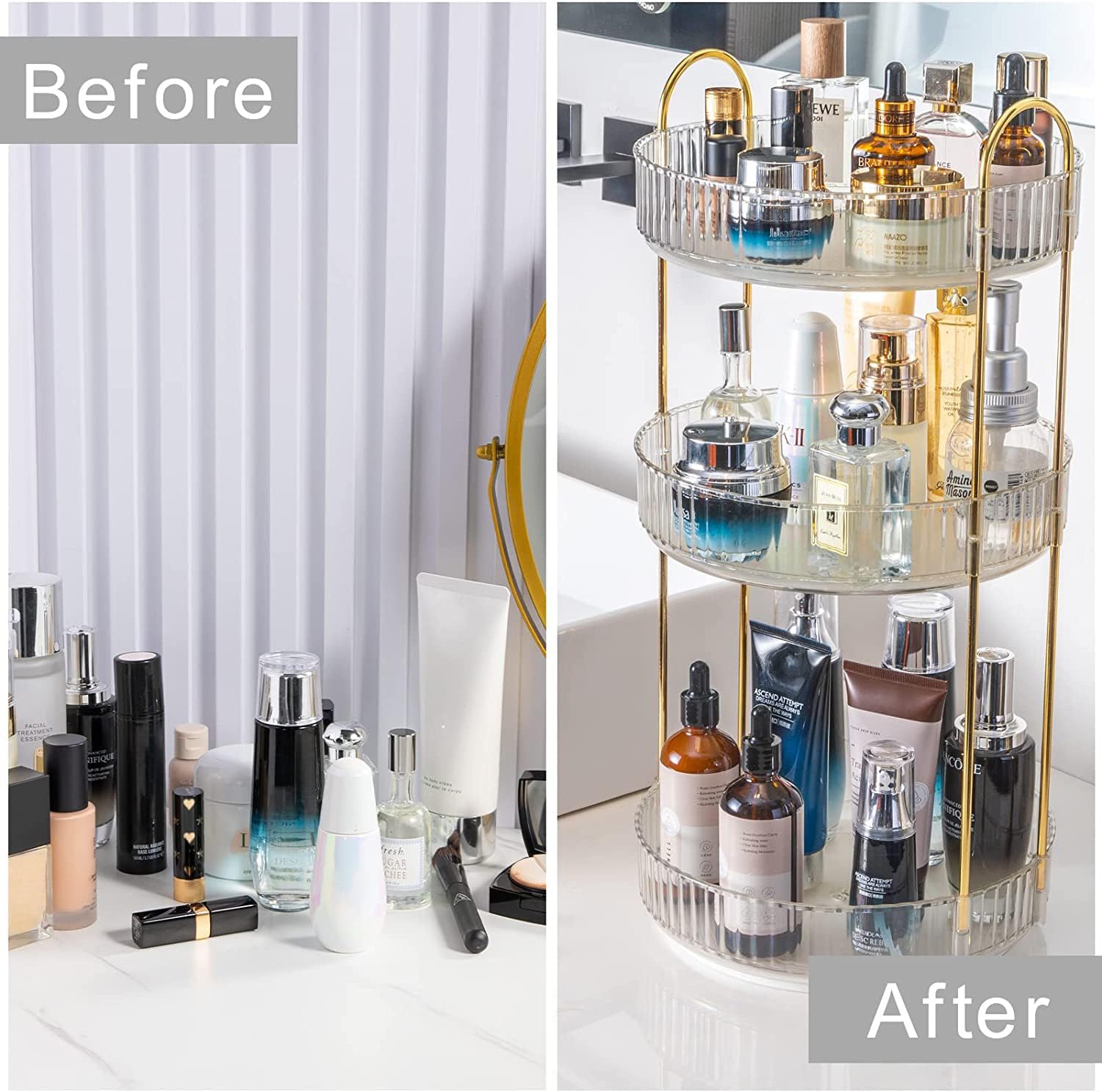 Thumbnail 3 de Bingobang Makeup Organiser 360° Rotating 3-Tier Acrylic Cosmetic Stand