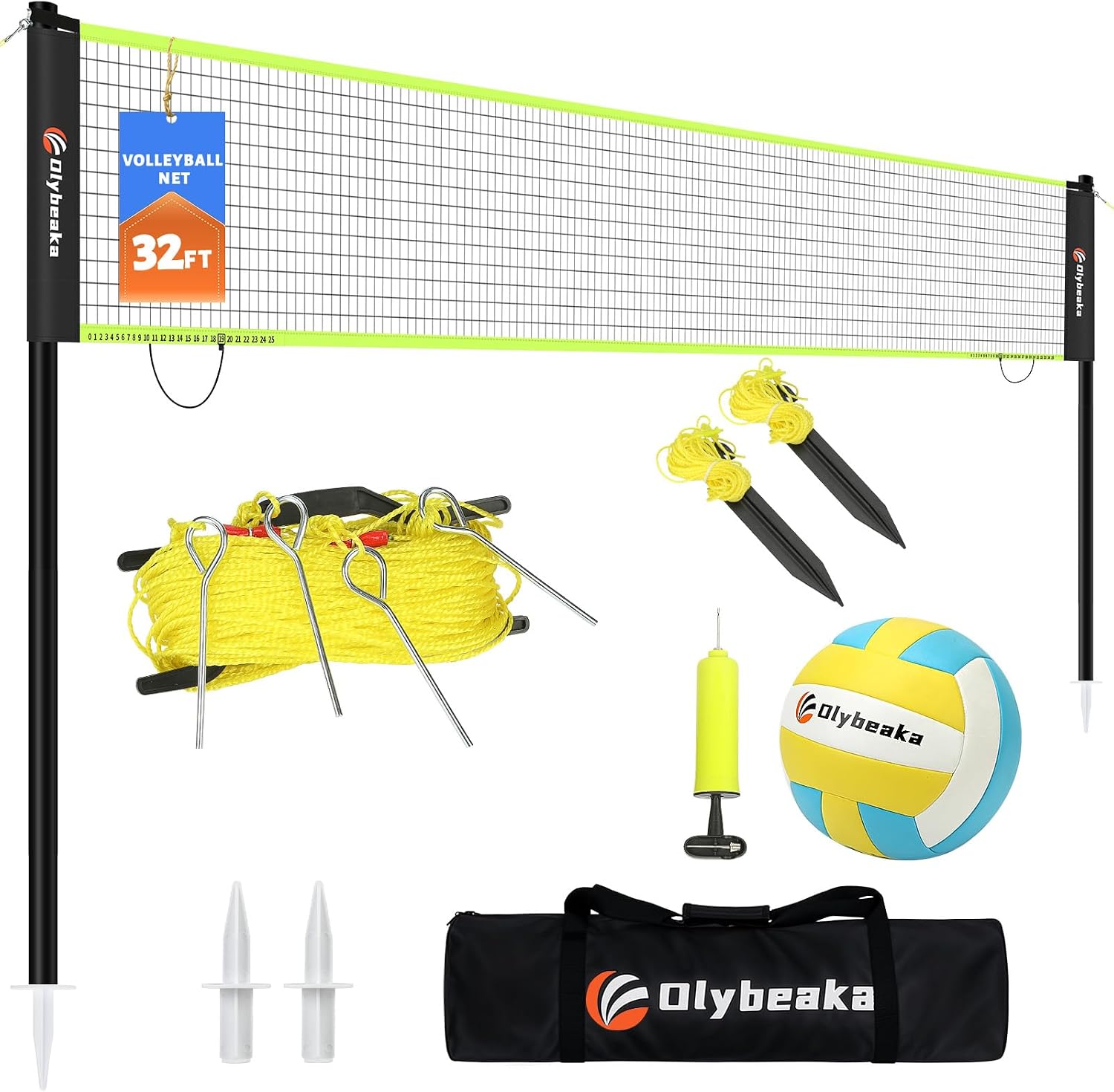 Detalle de Portable Outdoor Volleyball Net Set: 20 ft or 32 ft with 4 Adjustable Heights