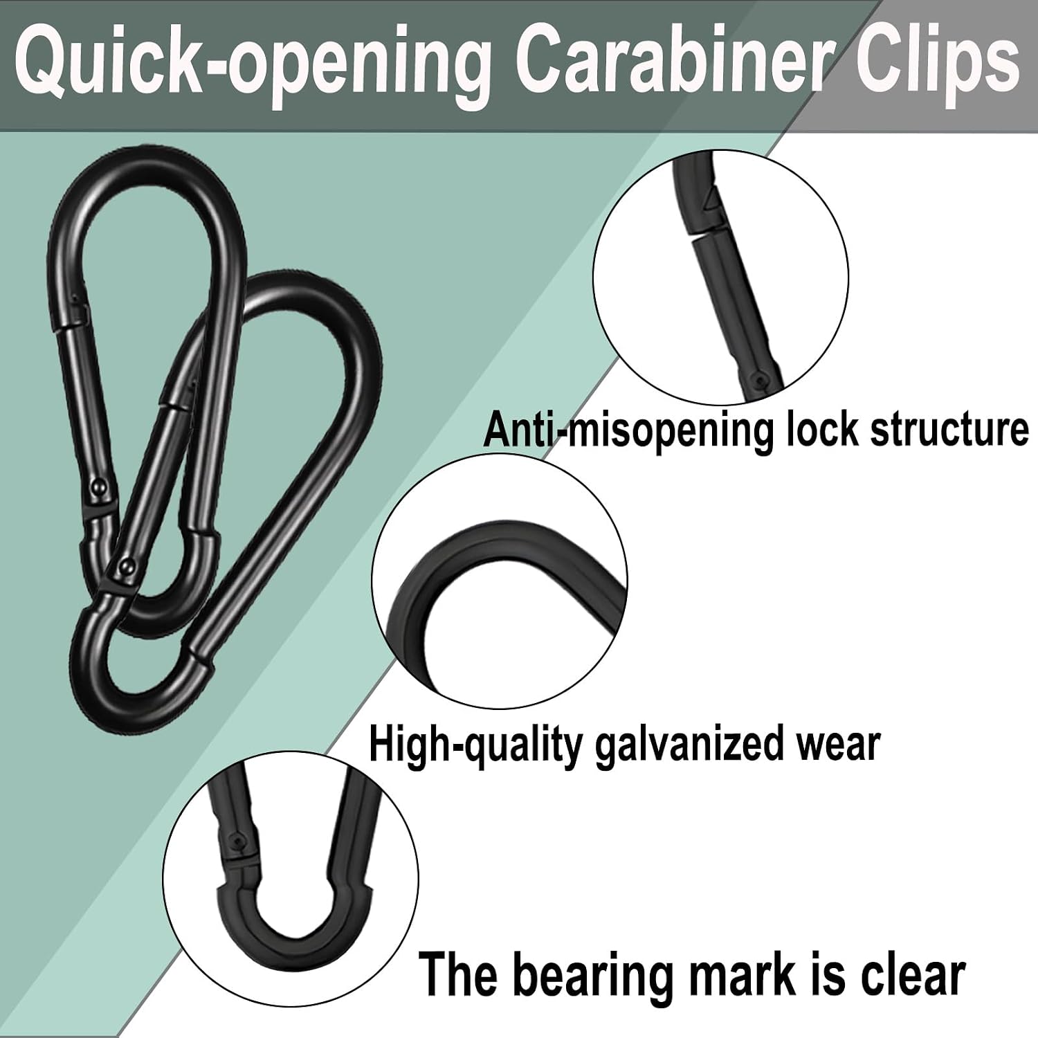 Detalle 2 de High-PQ Black carabiner M8 80mm