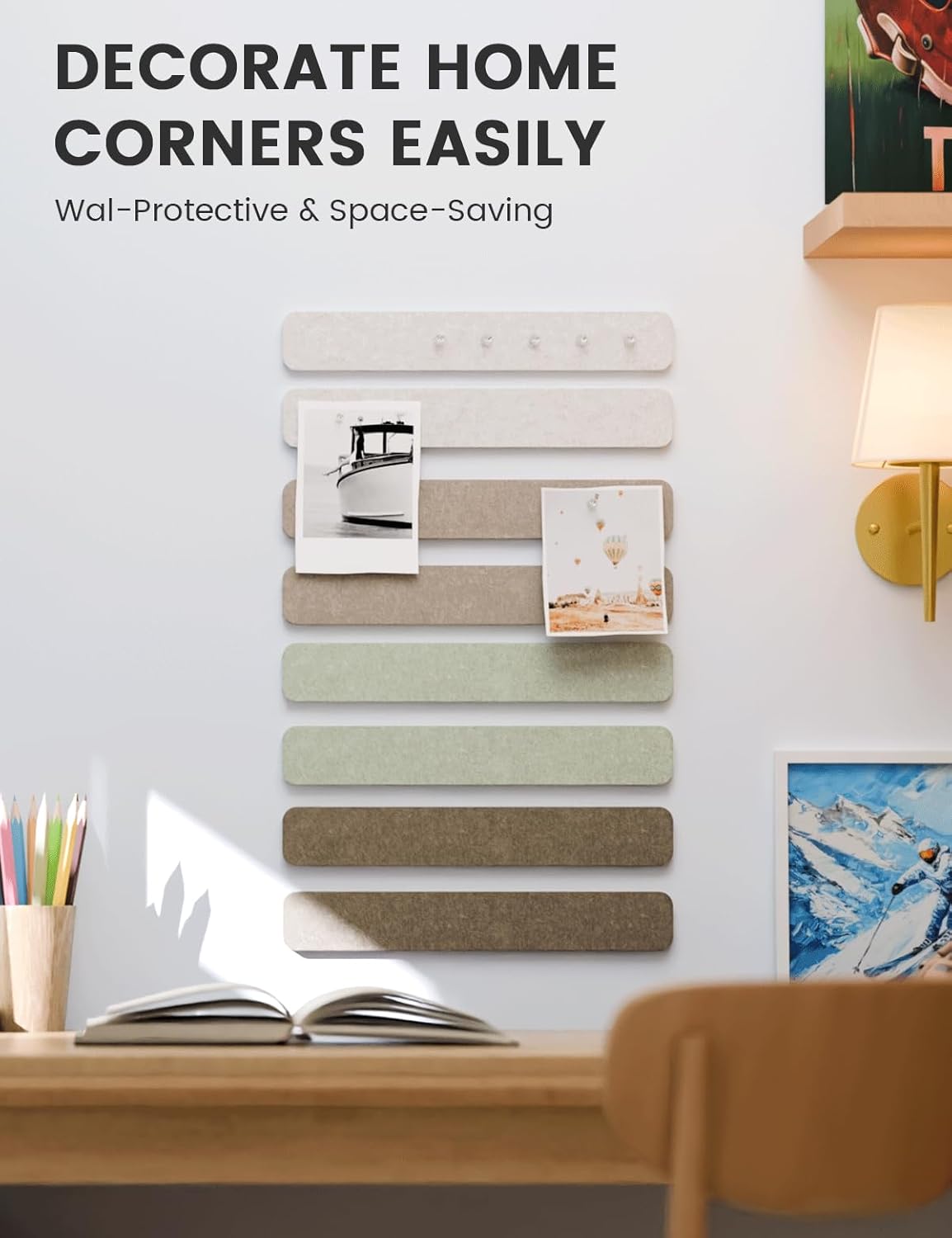 Thumbnail 1 de Fluxynara Cork Board Alternative Felt Strip Board 8-Pack (33x5 cm) – Linen Dusk