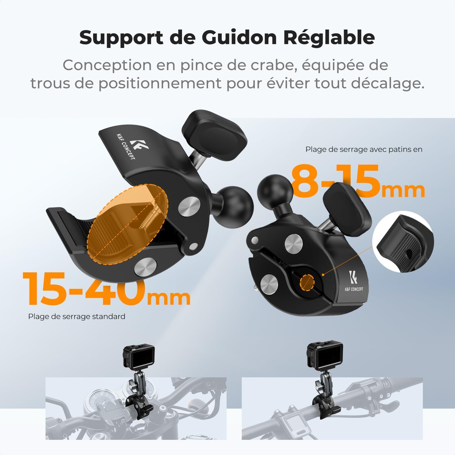 Thumbnail 2 de K&F CONCEPT Support Super Pince magnétique à dégagement rapide pour guidon (double rotule 360°) compatible Osmo Action