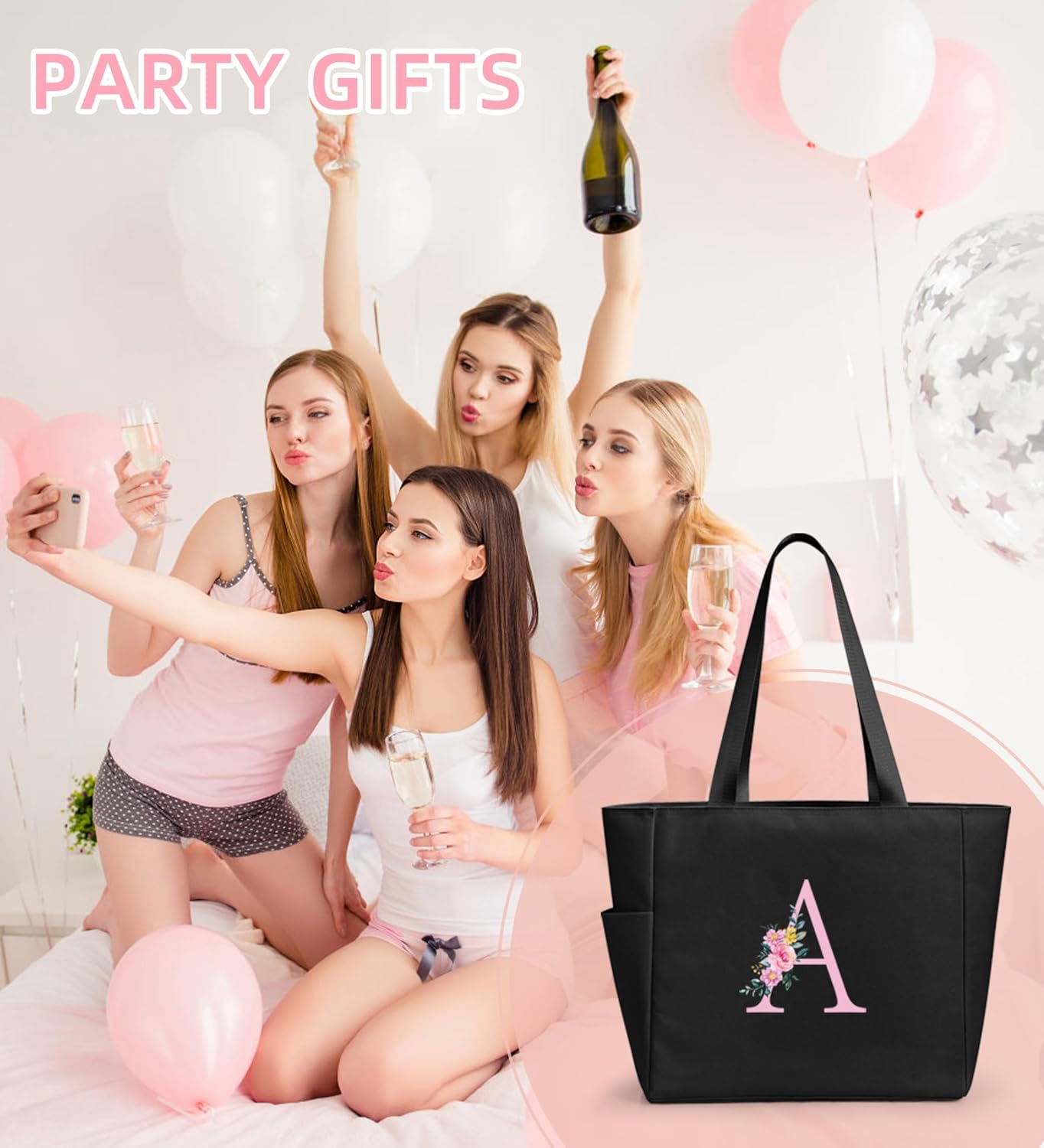 Thumbnail 6 de KALIDI Personalized Tote Bag with Zipper: A practical A–Z initials carryall for everyday use