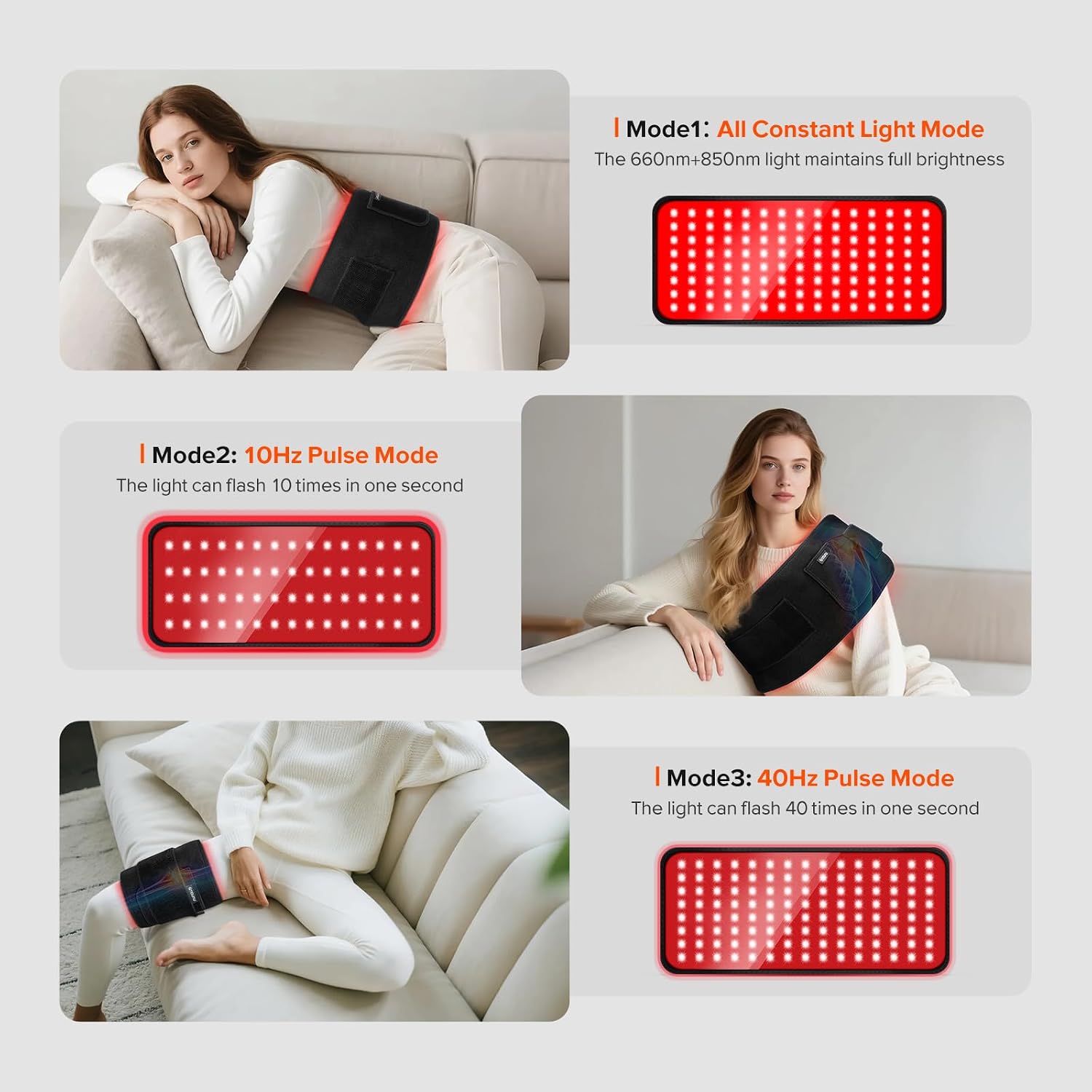 Detalle de Red Light Therapy Belt for Body — 660nm Red + 850nm Infrared with 19.6" x 8.6" Coverage