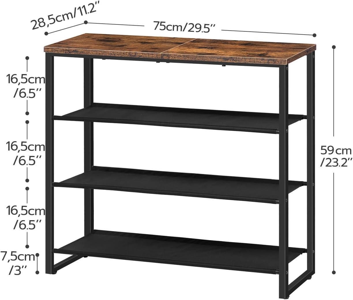 Detalle 2 de HOOBRO BF47XJ01G1 4-Tier Shoe Rack for 12-16 Pairs 👞