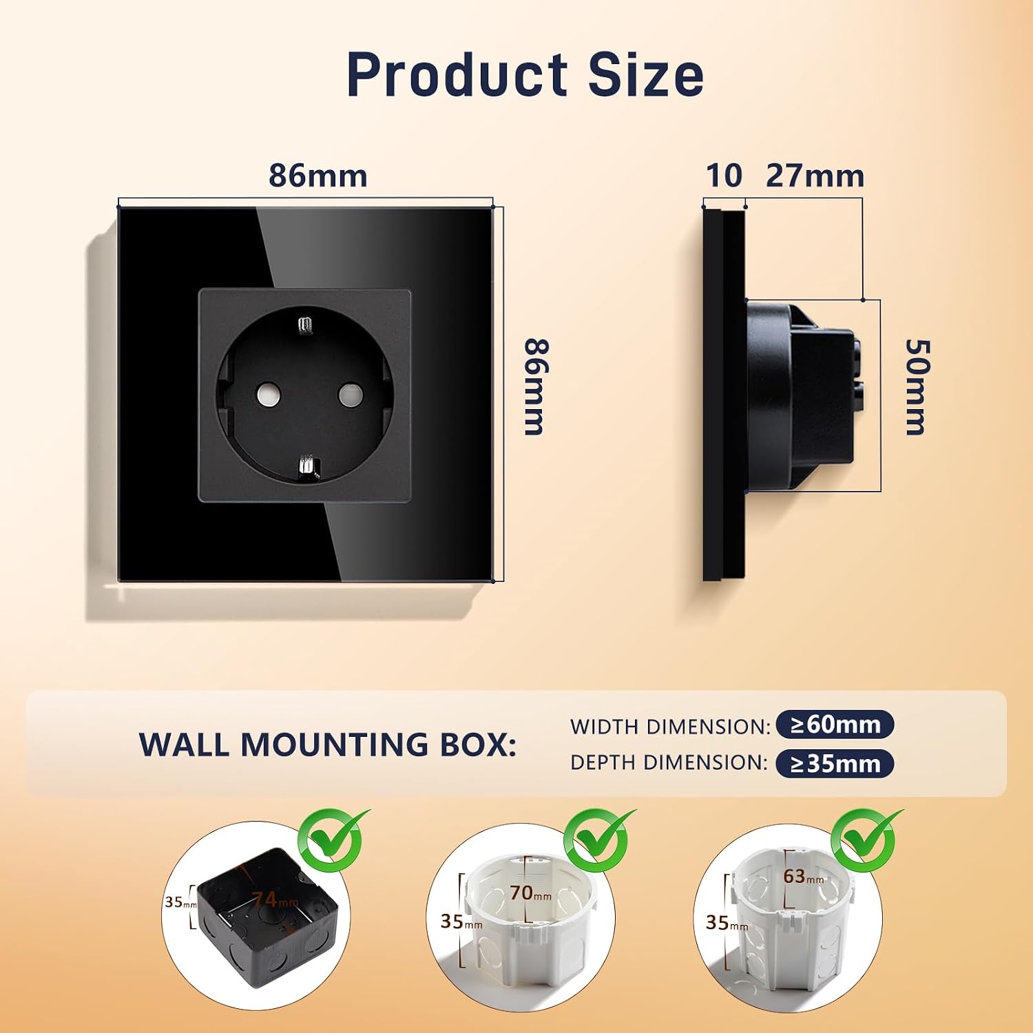 Thumbnail 1 de BSEED Schuko Steckdose 86 mm 16 A