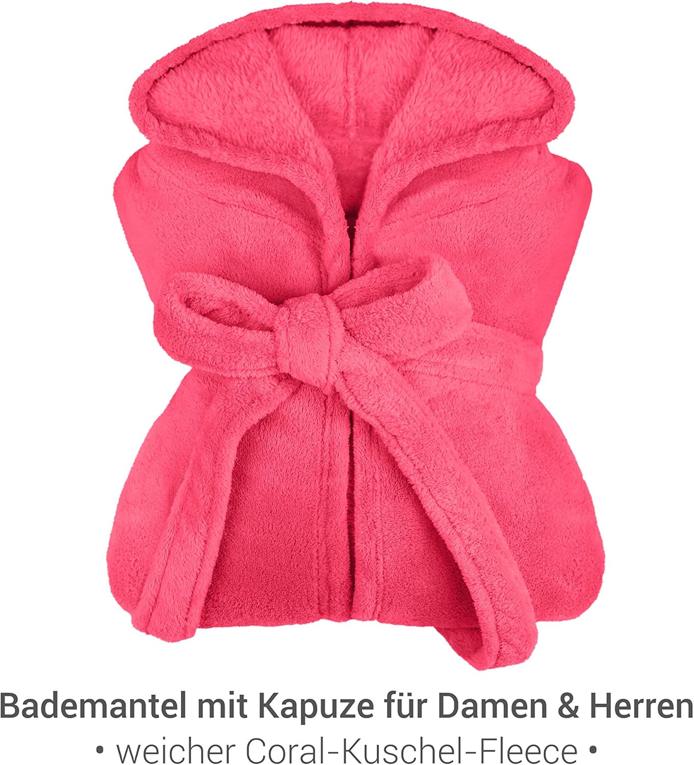 Detalle de Peignoir à capuche en polaire ultra-doux npluseins – 18 couleurs, 5 tailles, longueur mollet, unisexe