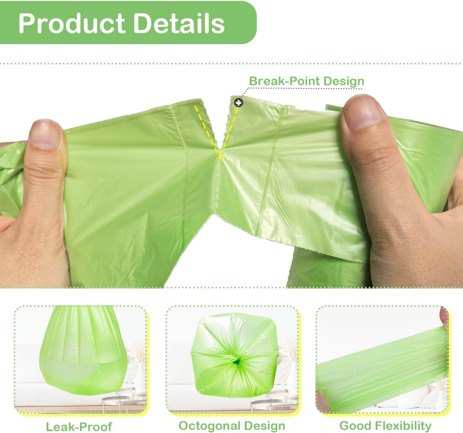 Detalle 2 de XOTOZO 10L Biodegradable Bin Liners 200pc