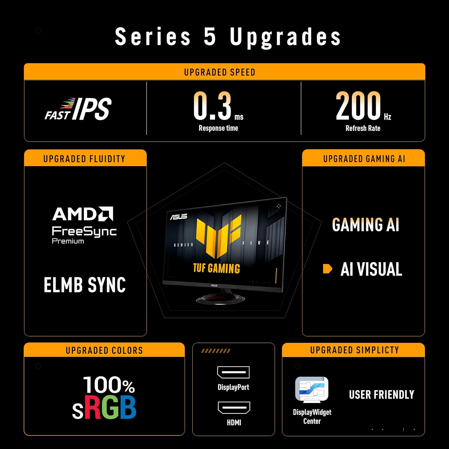 Thumbnail 1 de ASUS TUF Gaming VG249Q5R 24in Full HD Gaming Monitor (200Hz, FreeSync Premium, HDR10, ELMB)