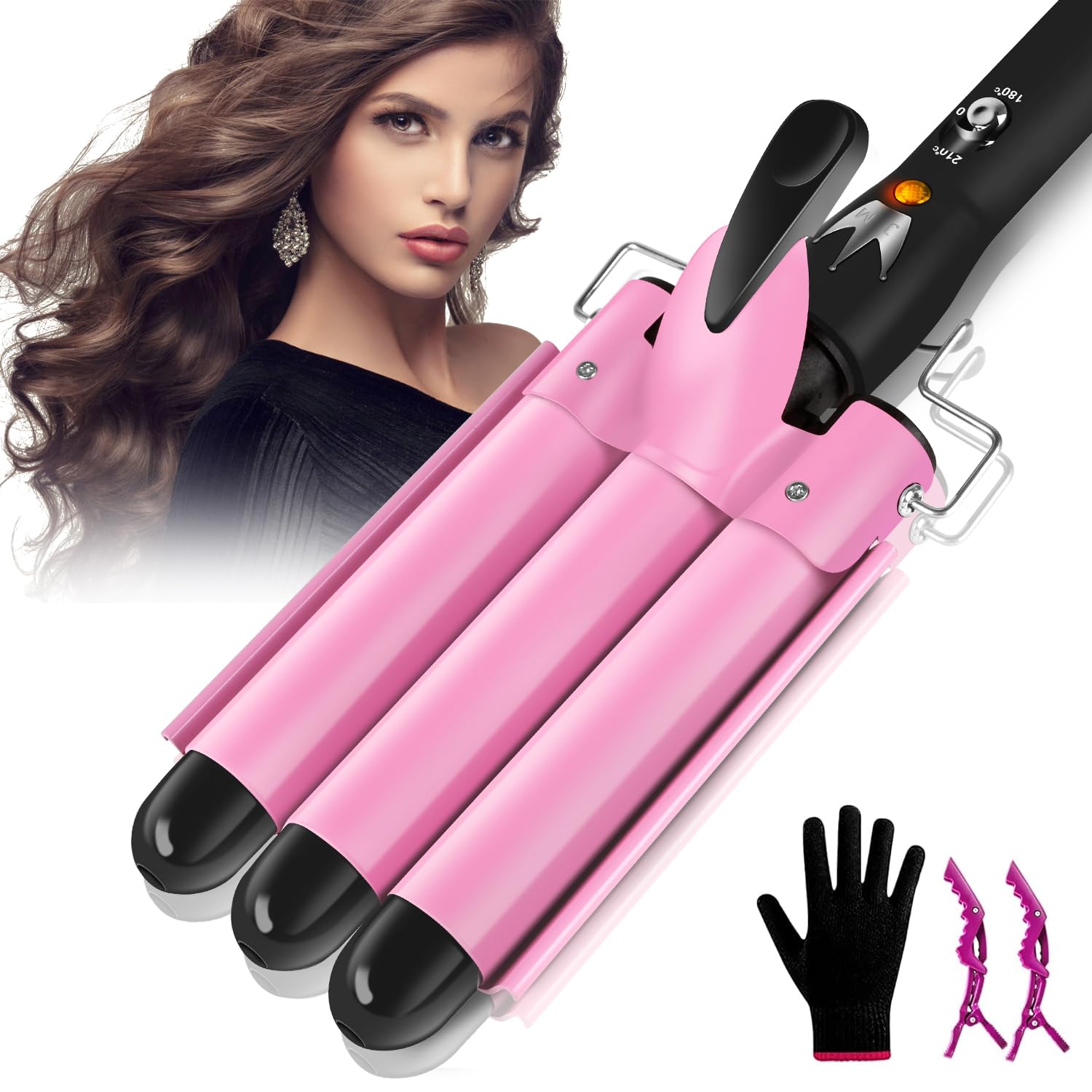 Detalle de Lockenstab 3 Fässer Layado Welleneisen 25 mm – Vielseitiges Wellen-Eisen für glänzende Beach Waves