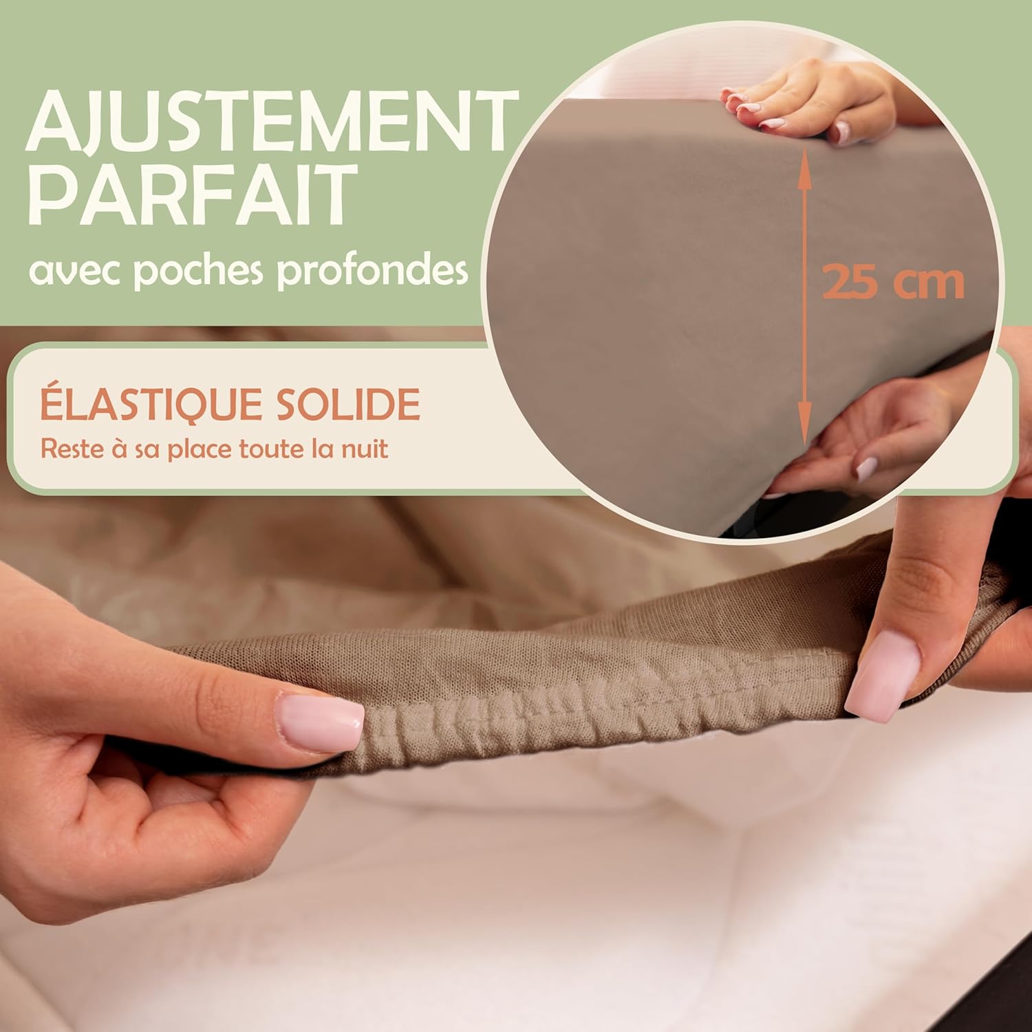 Thumbnail 1 de NatureMark Drap-Housse en Microfibre Brossée – Ultra Doux, Respirant et Hypoallergénique, 90x200 cm, Sable/Beige
