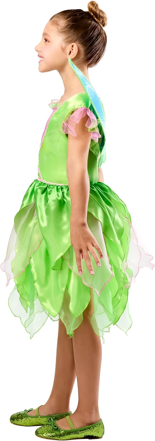 Detalle de Party City Disney Tinker Bell Costume Dress for Girls, Sequin Bodice, Detachable Wings