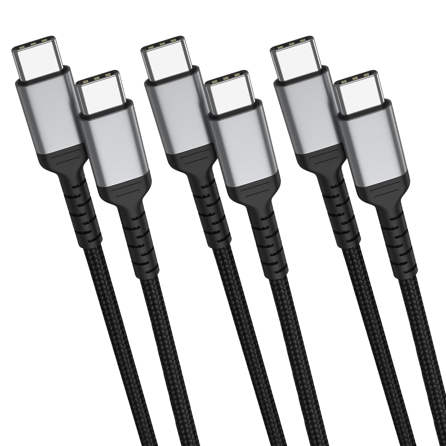 Detalle de USB C auf USB C Kabel 1 m – Nylon Geflochtenes Ladekabel im 3er-Pack, 60 W, 3 A, 480 Mbit/s