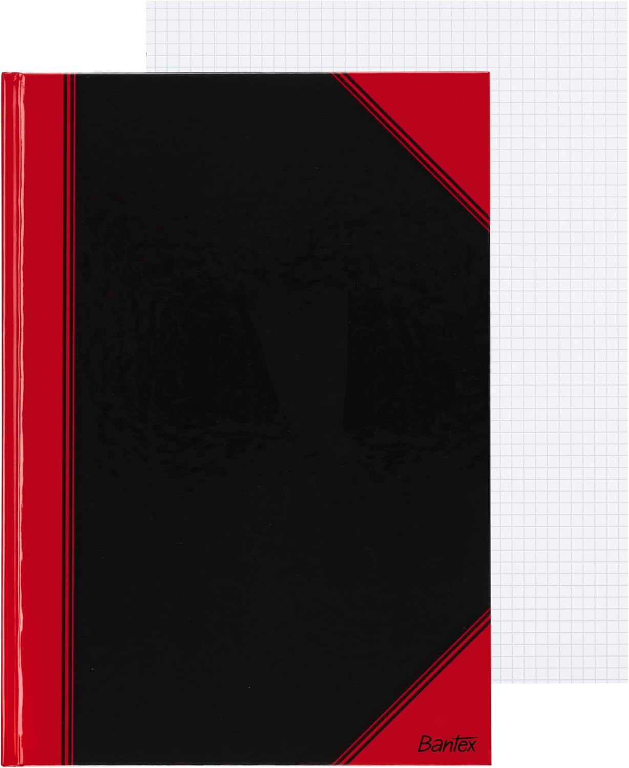 Detalle de Bantex Notizbuch A4 kariert – 3er-Pack, Hardcover, 192 Seiten, schwarz-rot