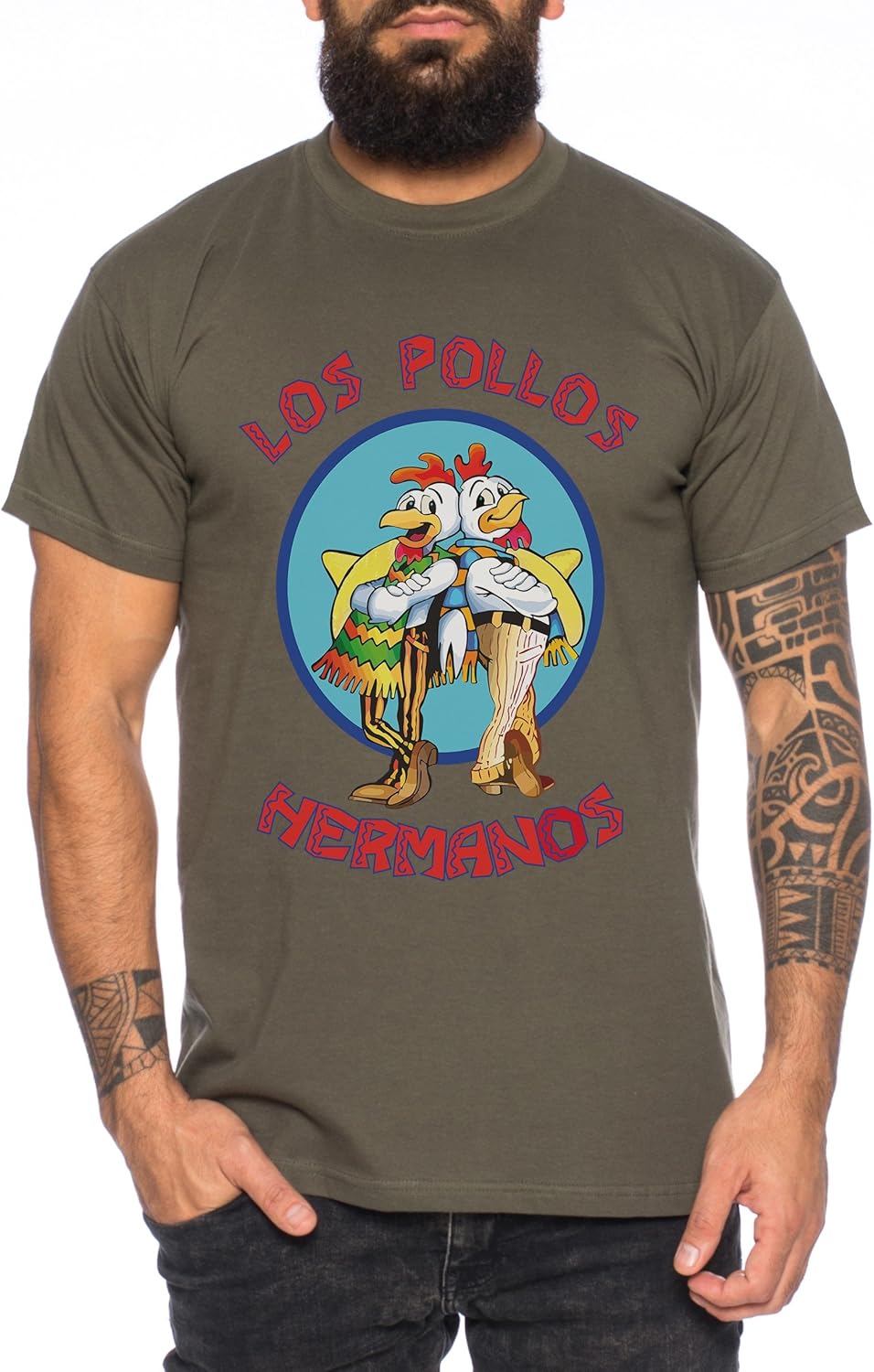 Thumbnail 1 de WhyKiki Los Pollos Herren T-Shirt „Hermanos Bad Heisenberg Breaking“ aus 100% Baumwolle