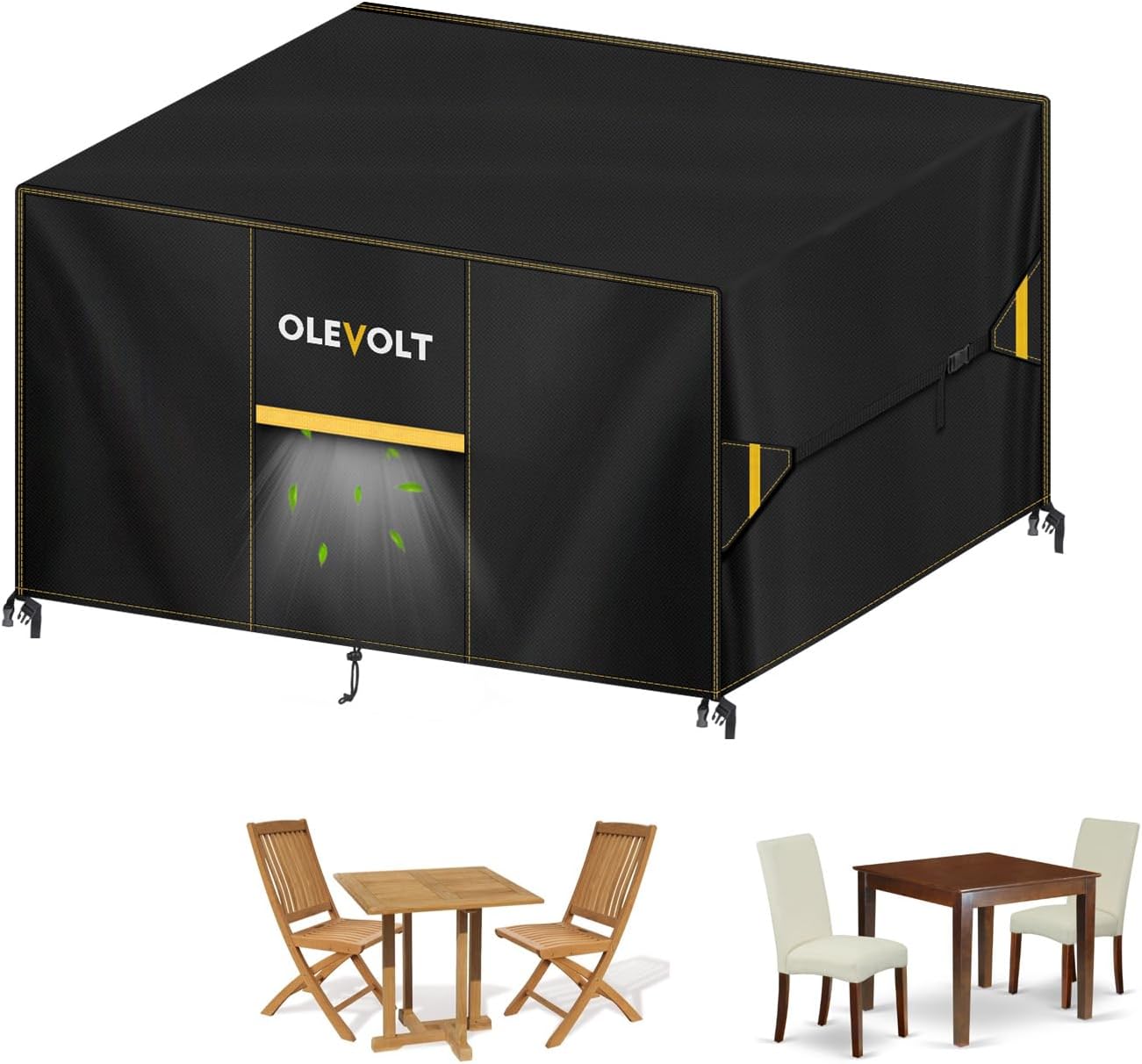 Detalle de OLEVOLT OLE011EU tuinmeubelhoes van 600D Oxford, waterdicht, 120 x 65 x 74 cm